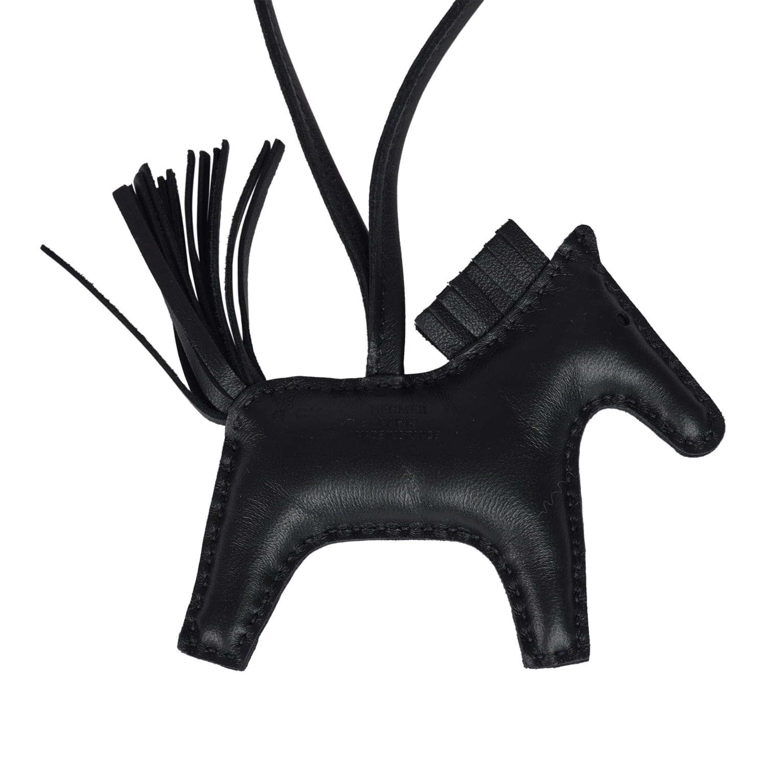 Hermes Rodeo Rock Bag Charm PM Black Milo Lambskin Palladium Hardware