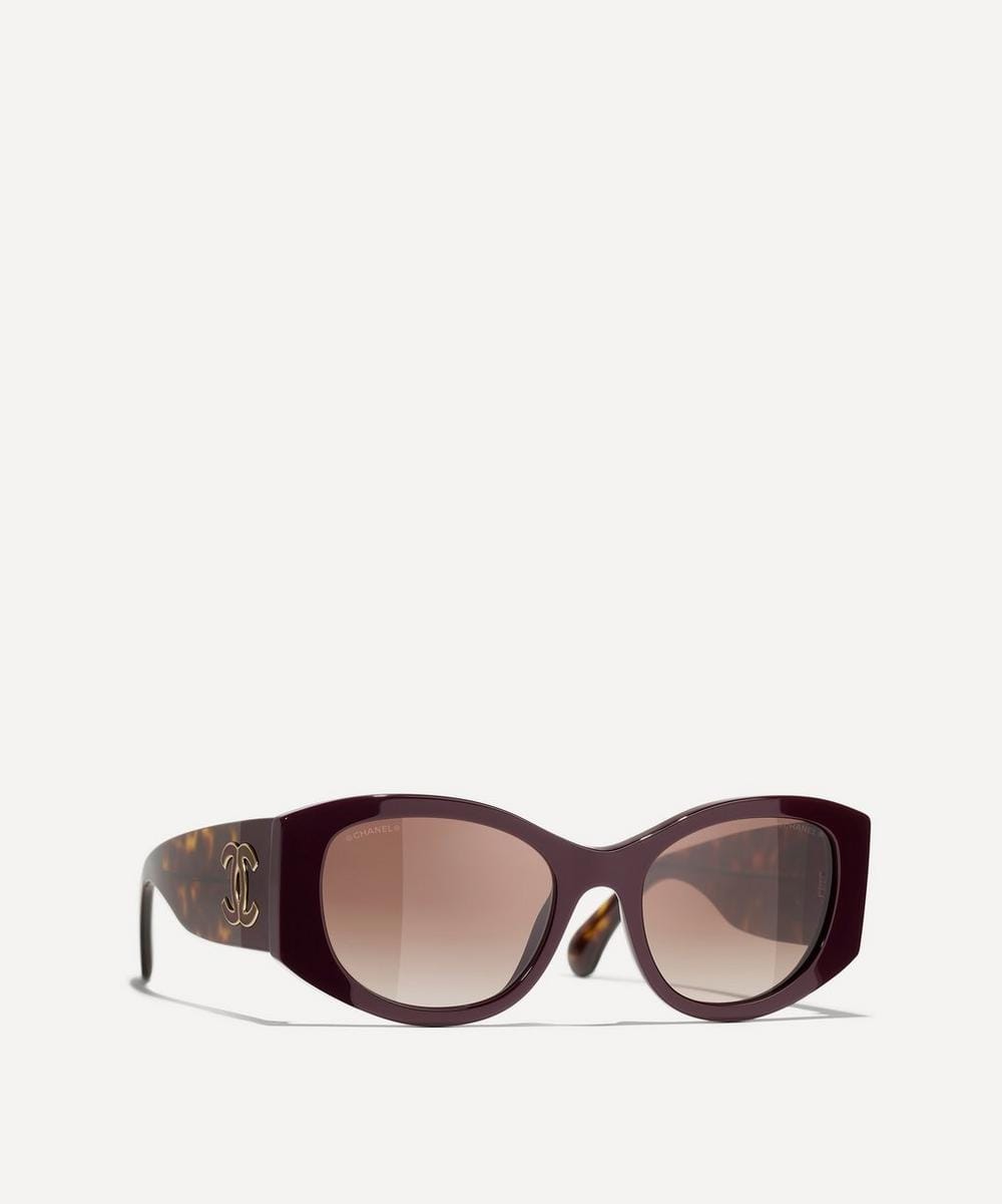 Chanel Oval Dark Havana Acetate Sunglasses
