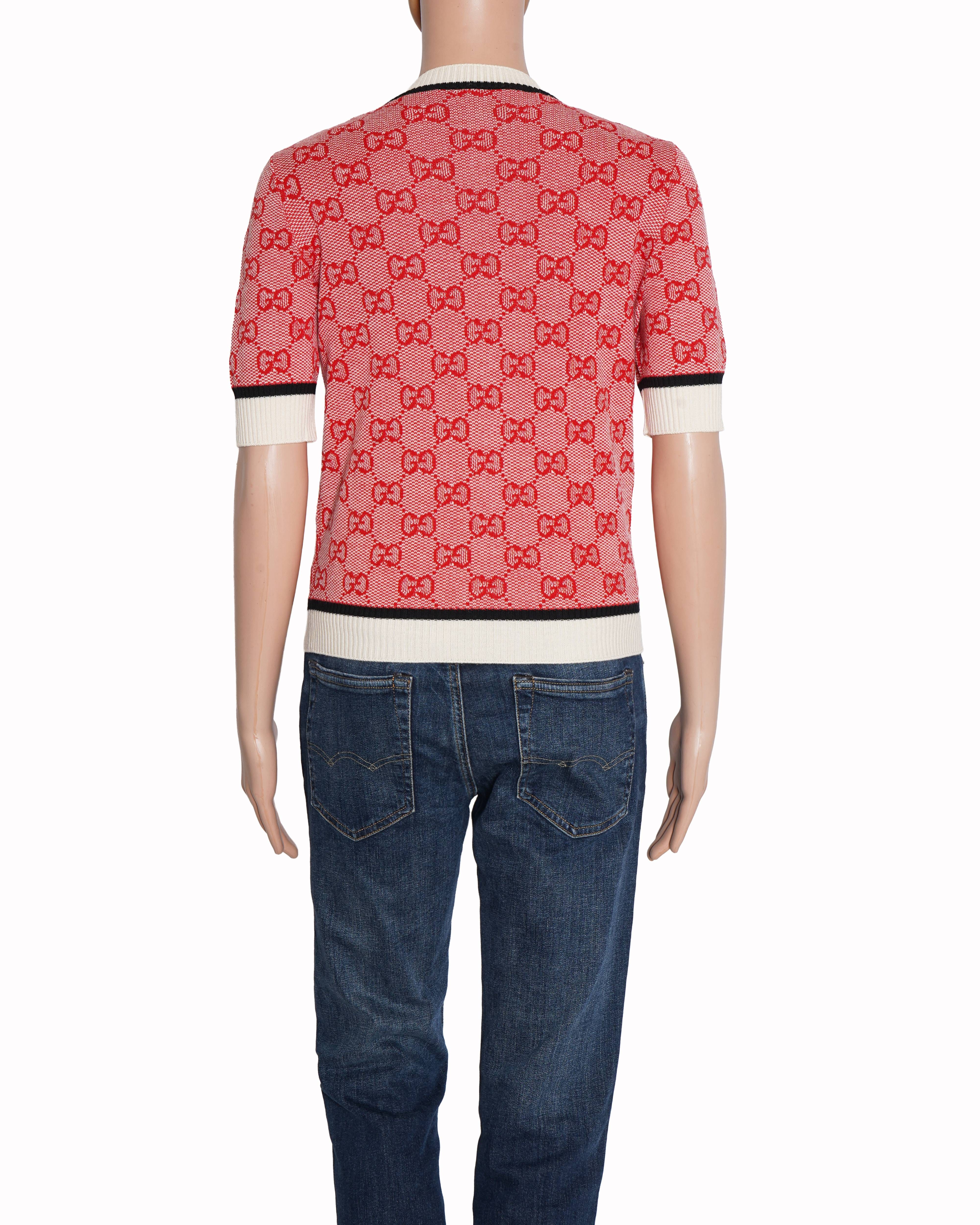 Gucci Red/White knit GG Short Sleeve Top