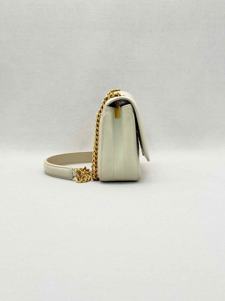 Saint Laurent Vicky Beige Quilted Shoulder Bag