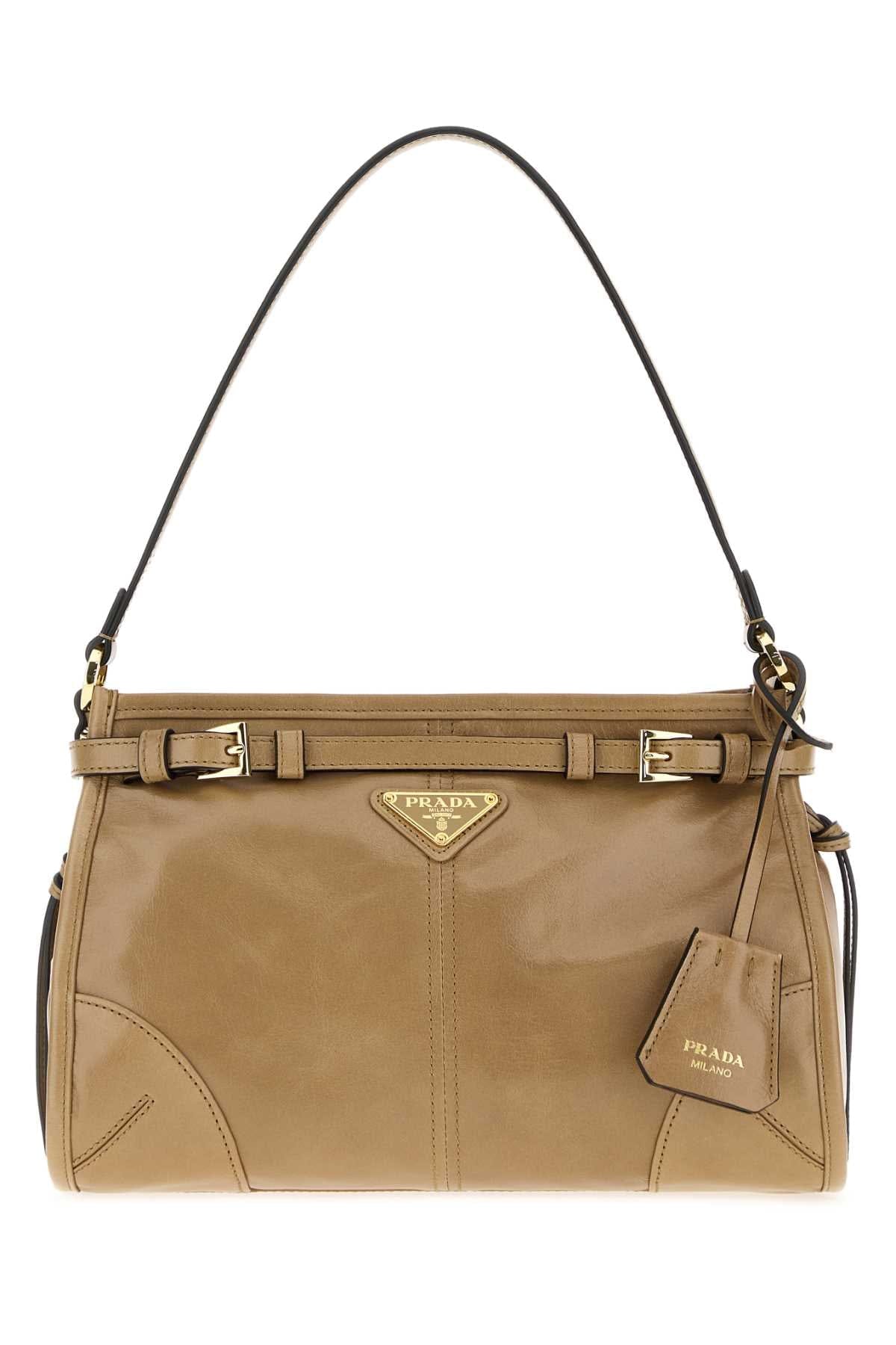 Prada Women Beige Leather Prada Bonnie Shoulder Bag