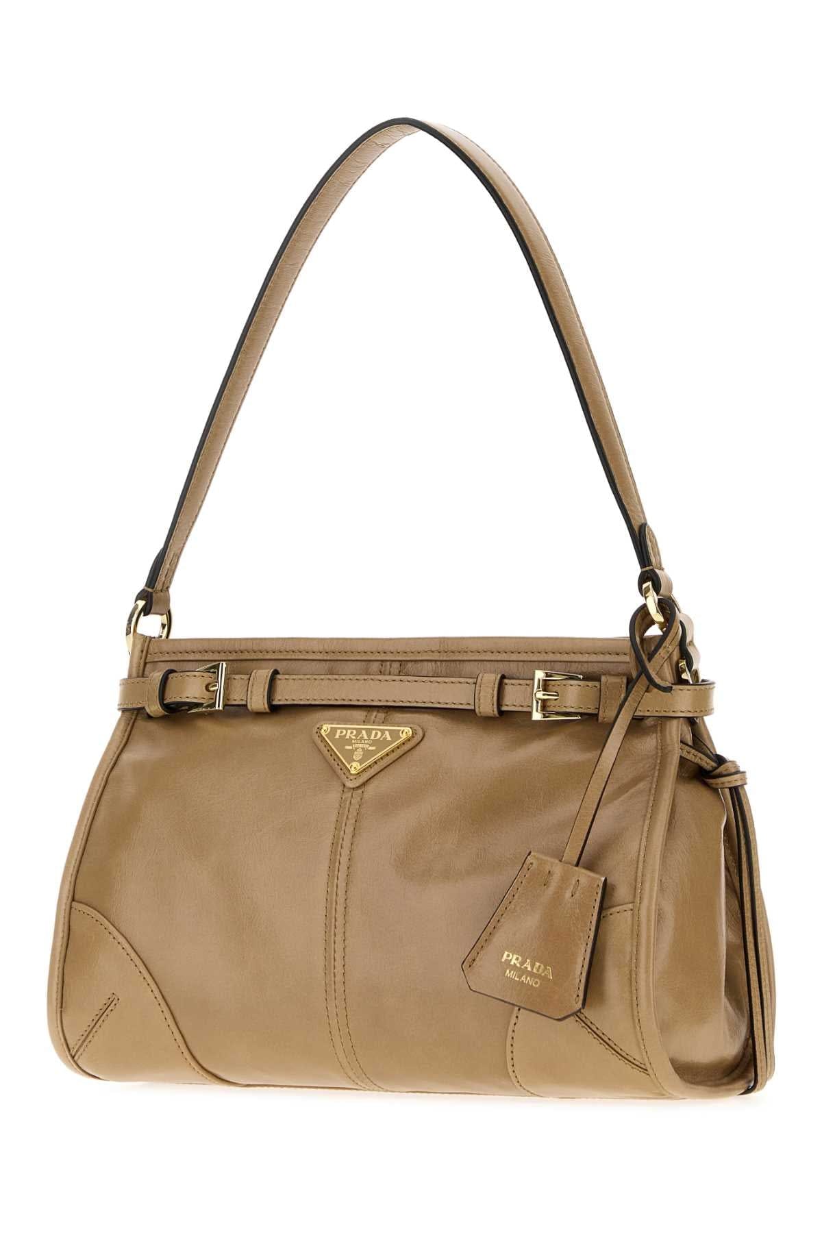 Prada Women Beige Leather Prada Bonnie Shoulder Bag