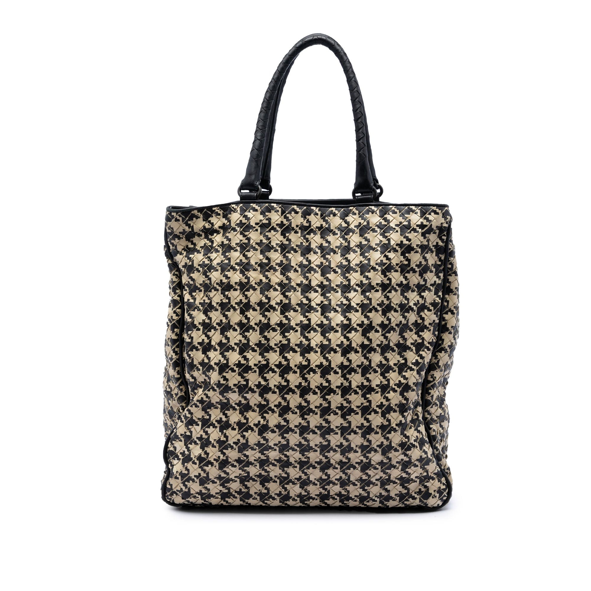 Bottega Veneta Nappa Intrecciato Houndstooth Vertical Tote
