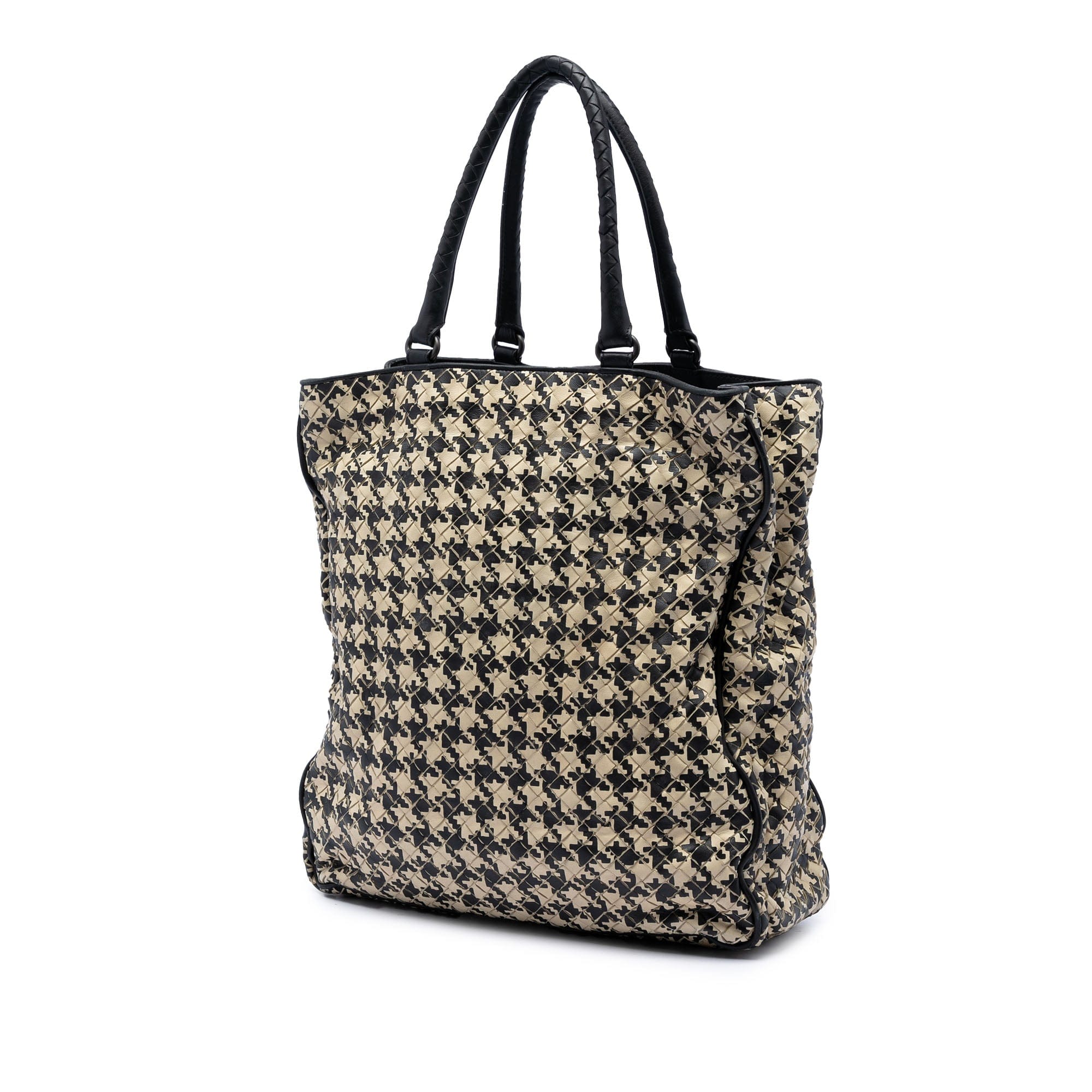 Bottega Veneta Nappa Intrecciato Houndstooth Vertical Tote