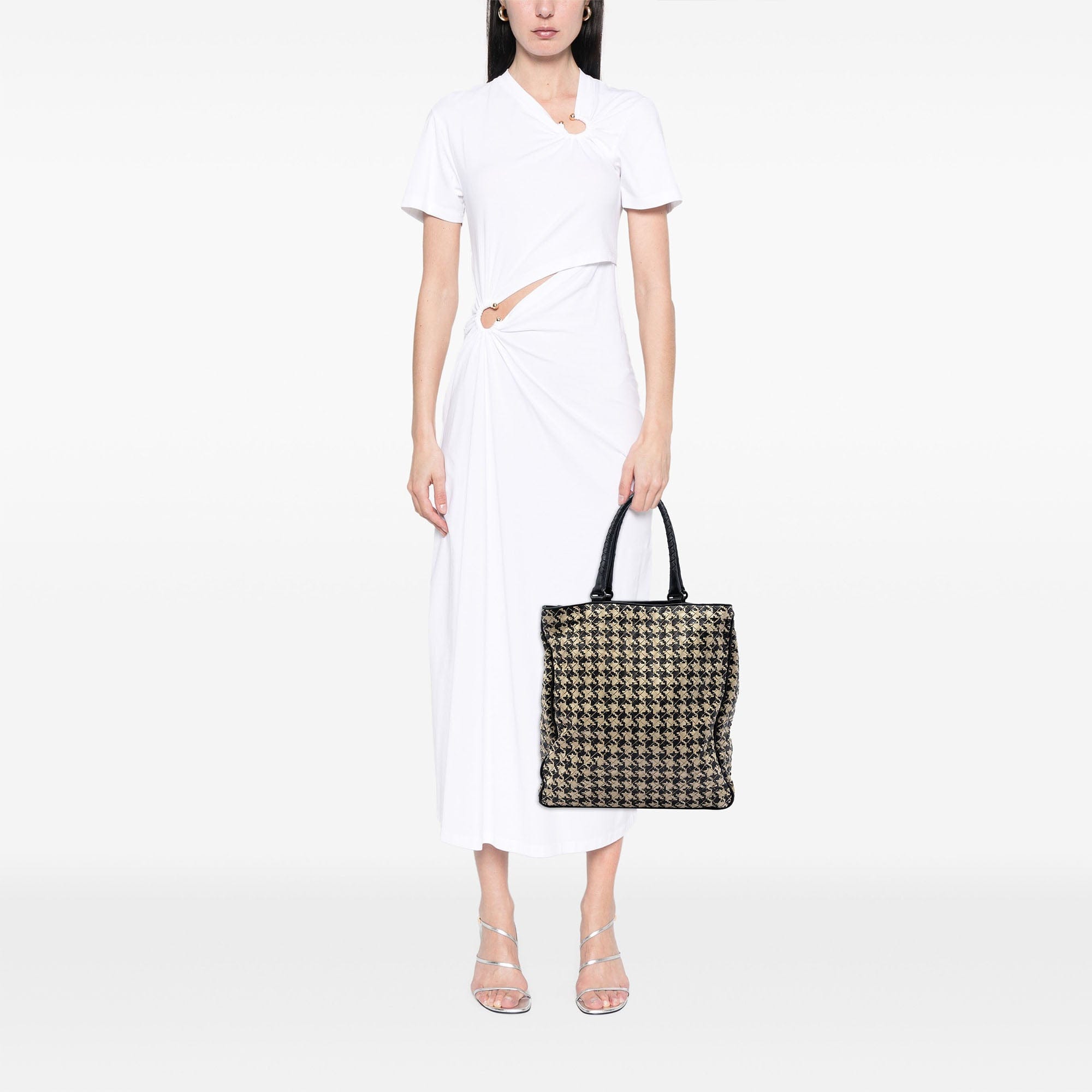 Bottega Veneta Nappa Intrecciato Houndstooth Vertical Tote