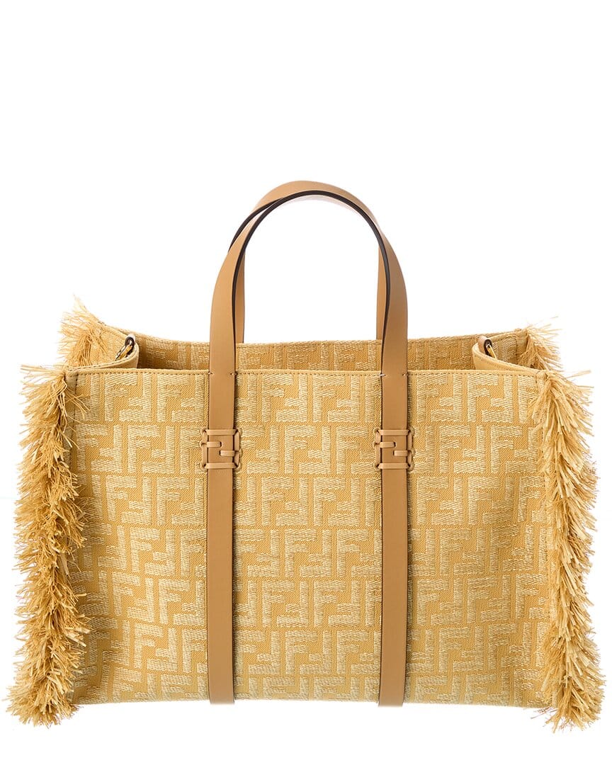 Fendi Summer Jacquard & Raffia Tote