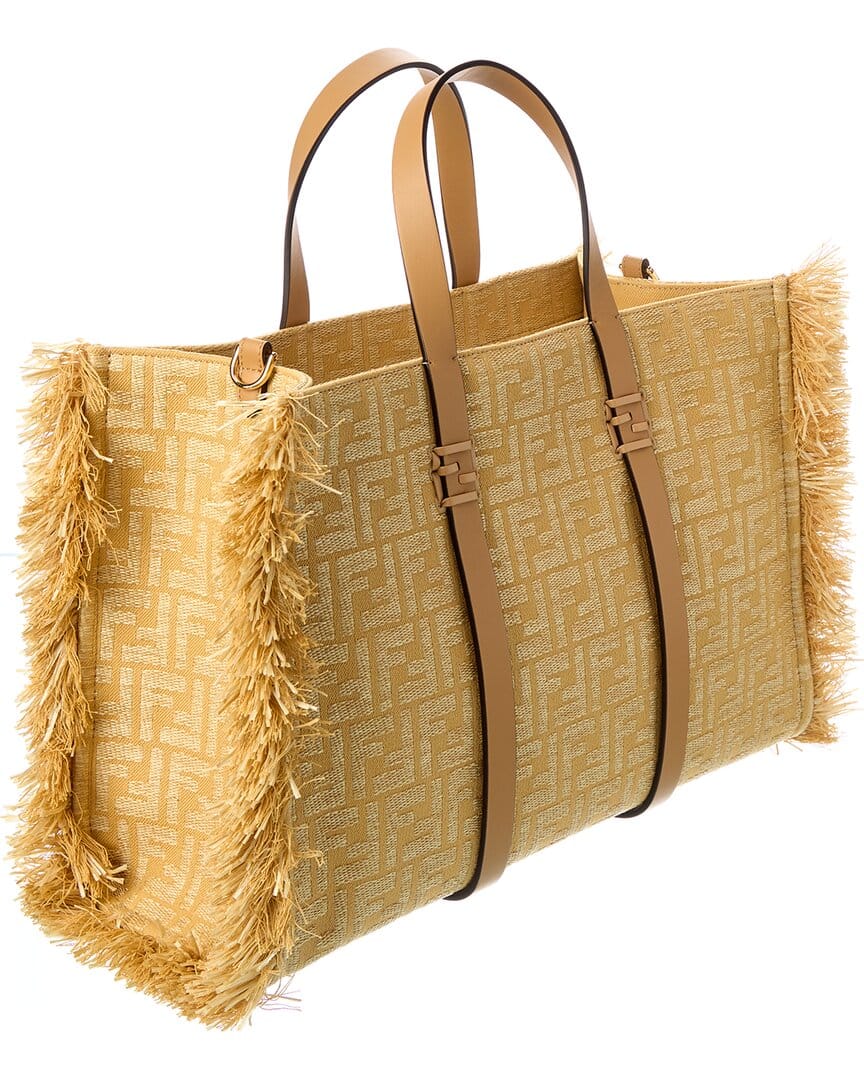 Fendi Summer Jacquard & Raffia Tote