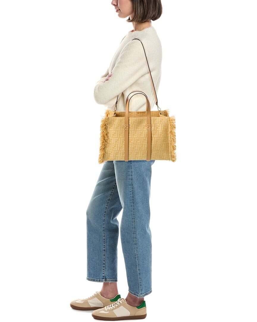Fendi Summer Jacquard & Raffia Tote