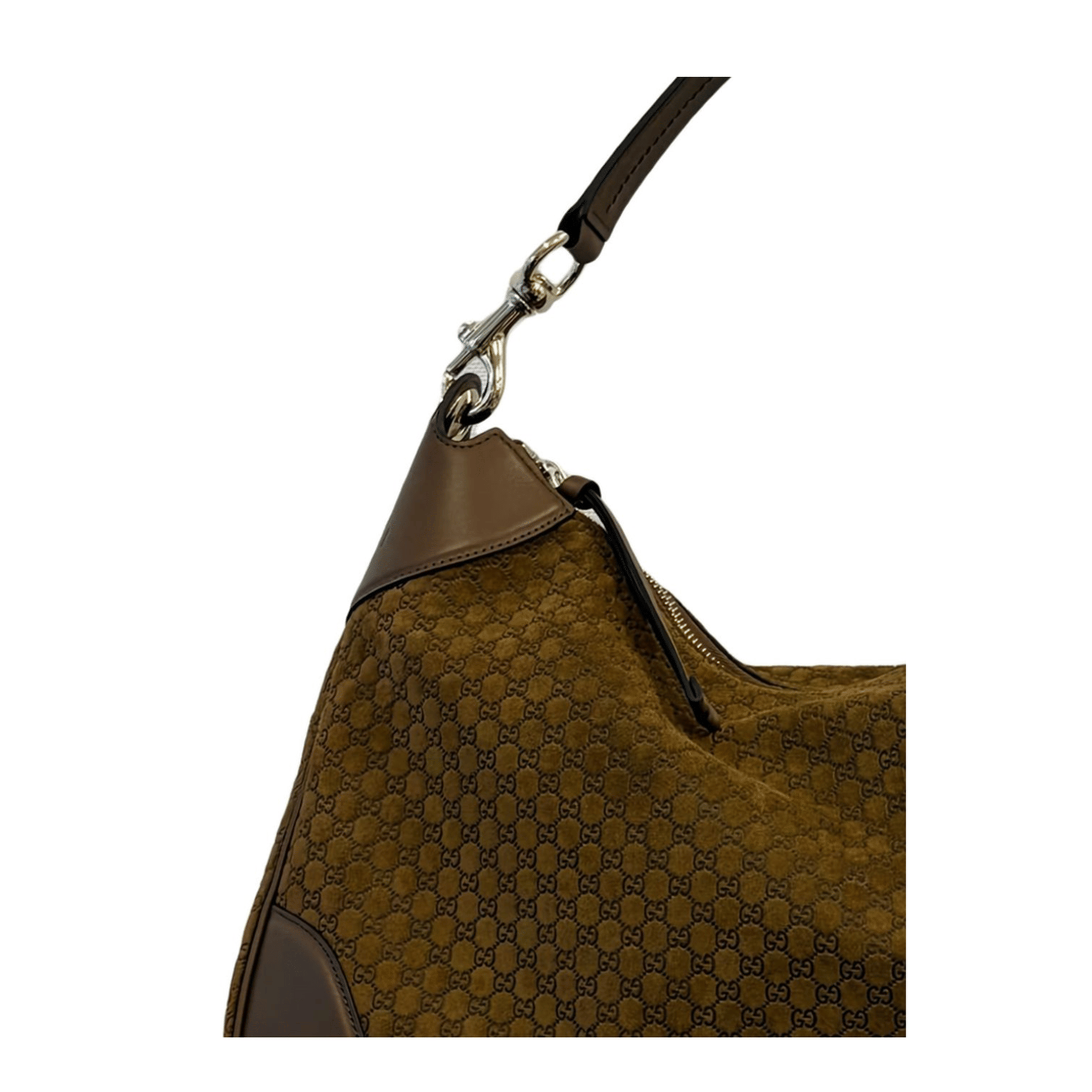 Gucci B Medium Suede Shoulder Bag - Pepper Brown