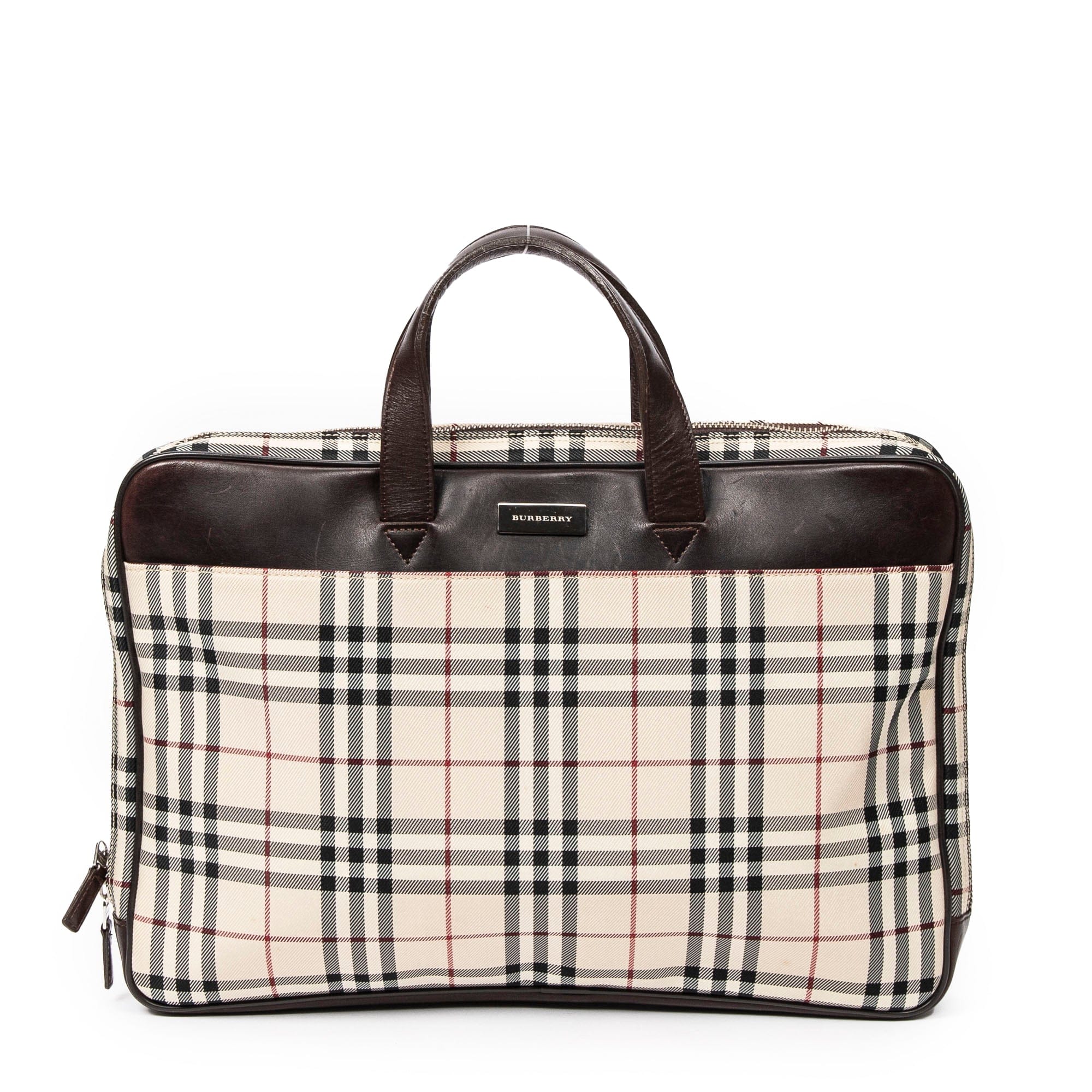 Burberry Beige/Dark Brown Canvas Business Bag AAY4099