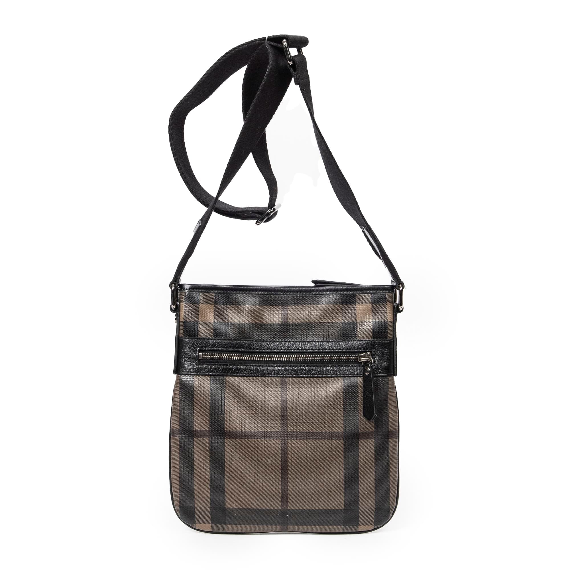 Burberry Grey/Black Coated Canvas Small Zip Messenger AAY4536