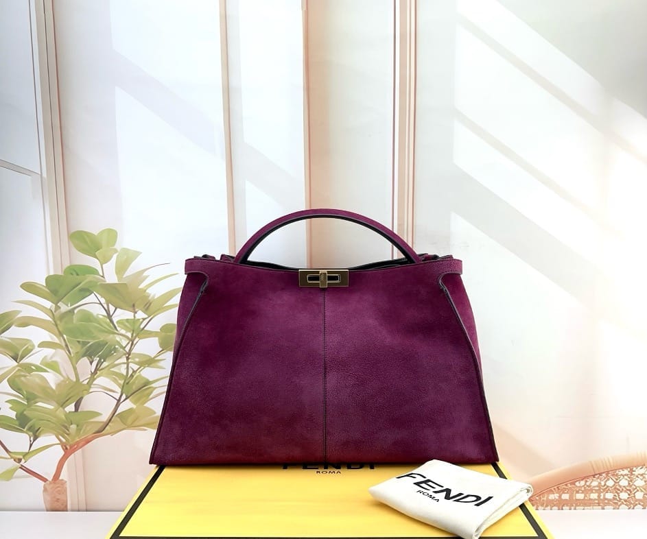 Fendi Purple Suede Leather Medium Peekaboo Icon Bag 21146620