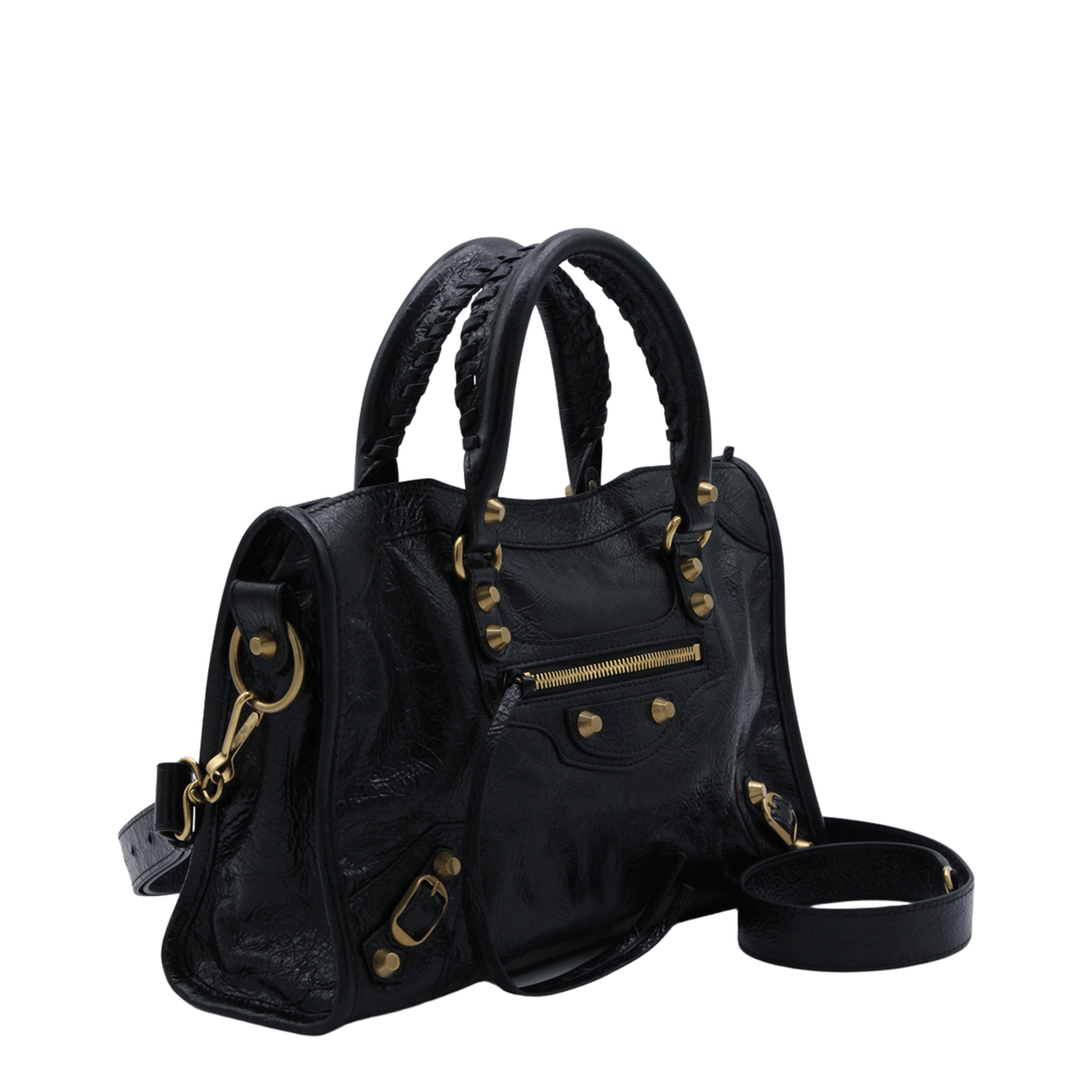 Balenciaga Le City Small Arena Storico Lambskin Shoulder Bag - Black