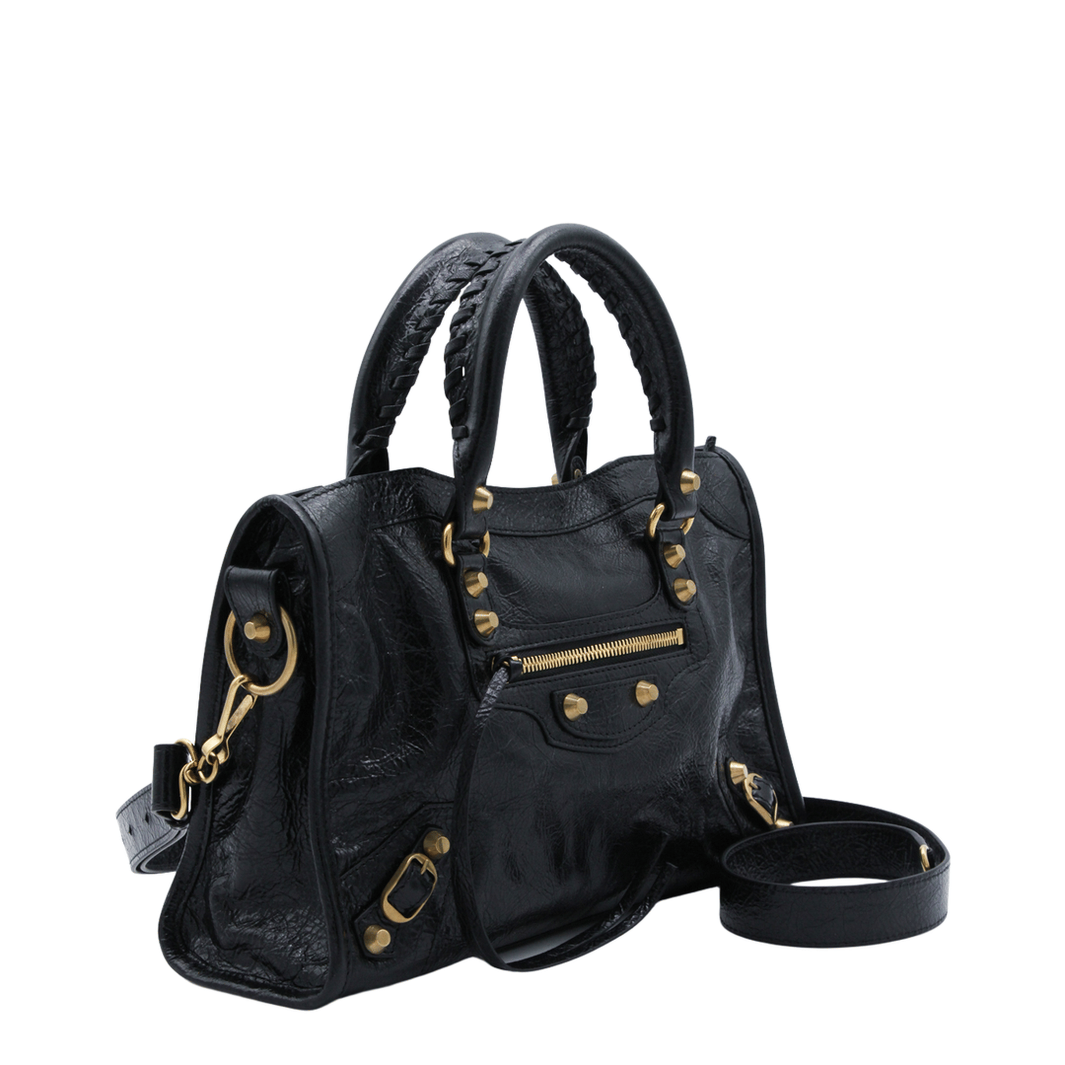 Balenciaga Le City Small Arena Storico Lambskin Shoulder Bag - Black