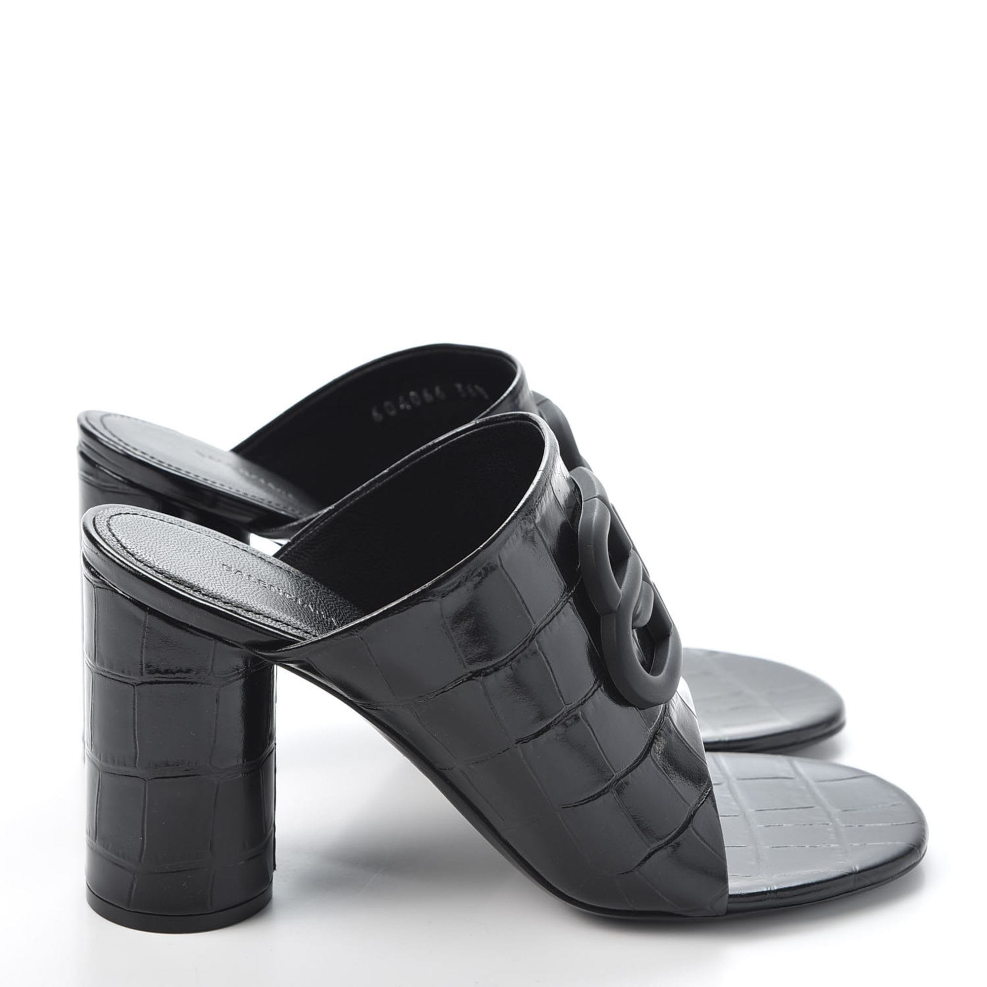 Balenciaga Croc Embossed Slide Sandal black