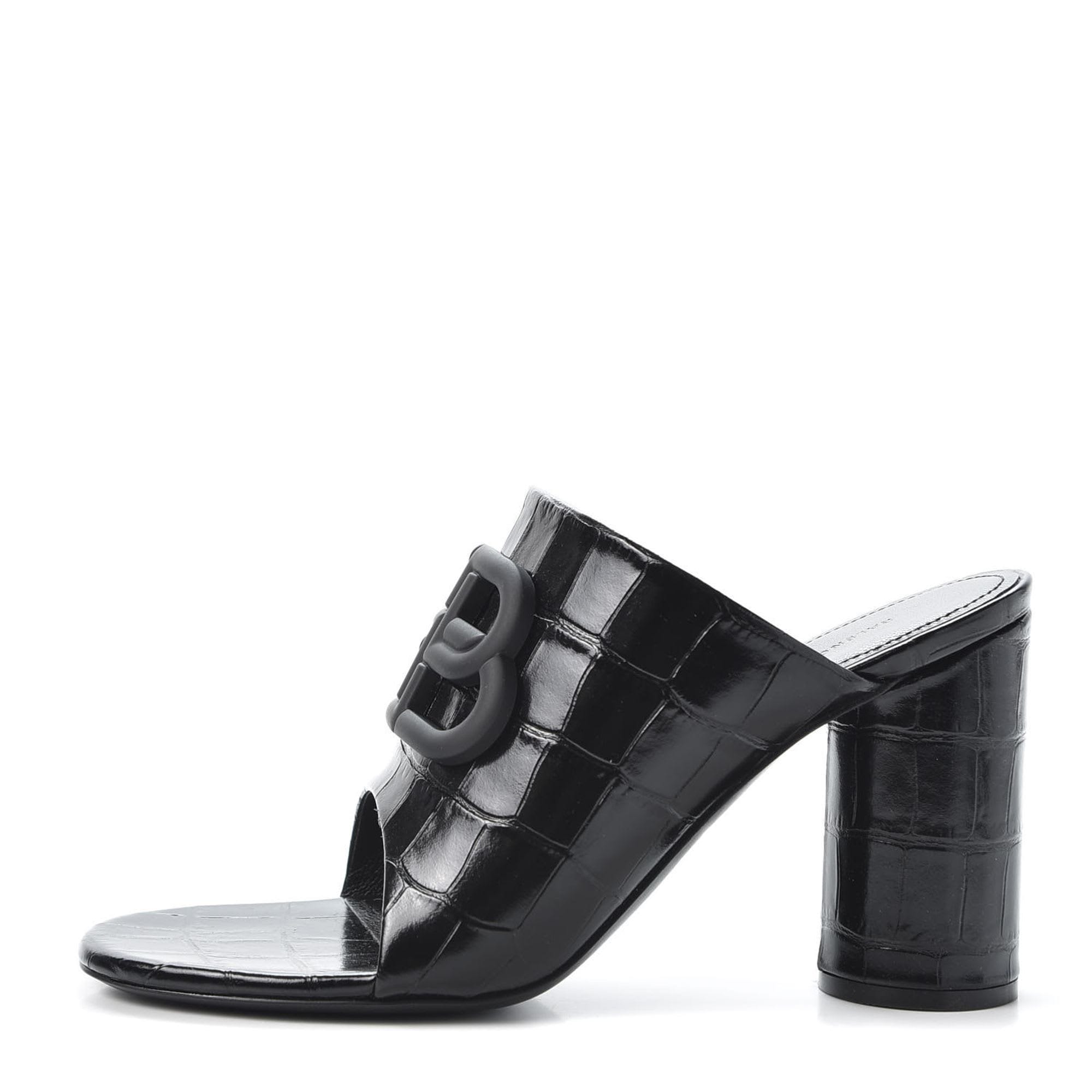 Balenciaga Croc Embossed Slide Sandal black
