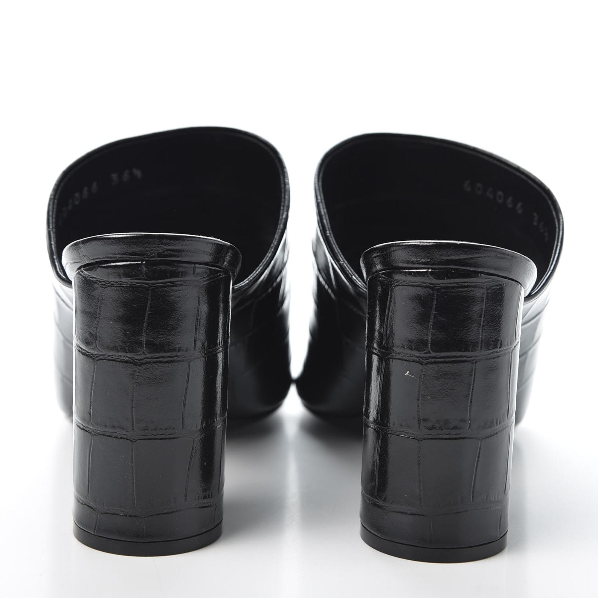 Balenciaga Croc Embossed Slide Sandal black