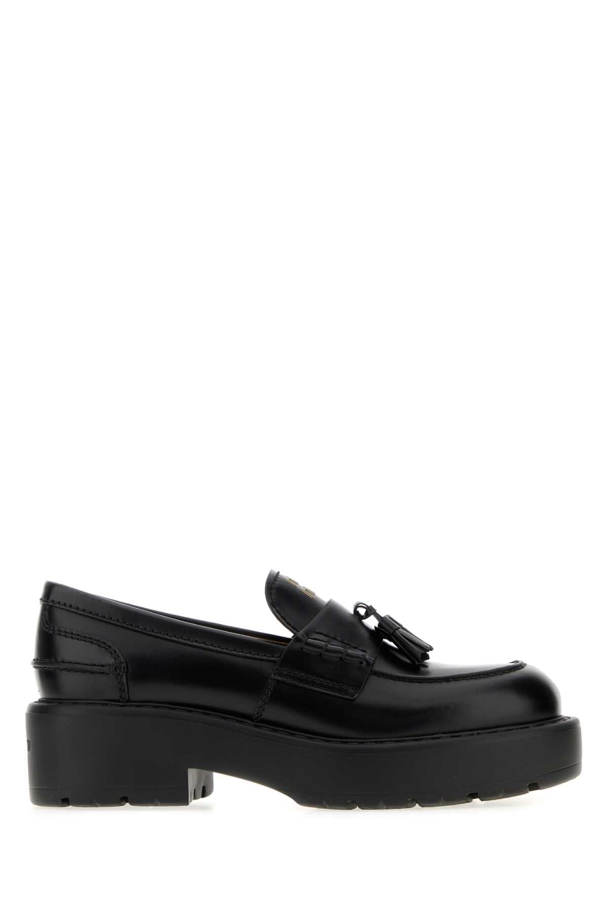 Miu Miu Tassel - Trimmed Leather Loafer — Black