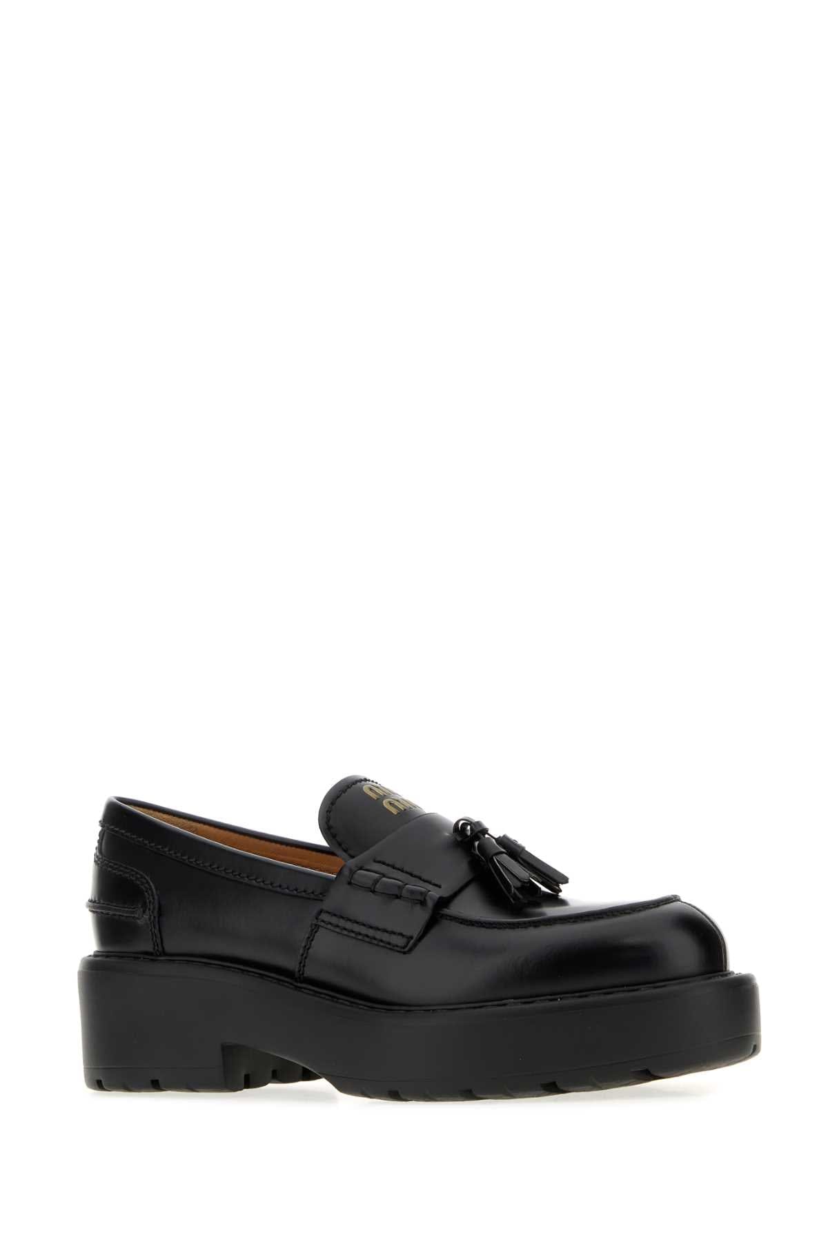 Miu Miu Tassel - Trimmed Leather Loafer — Black