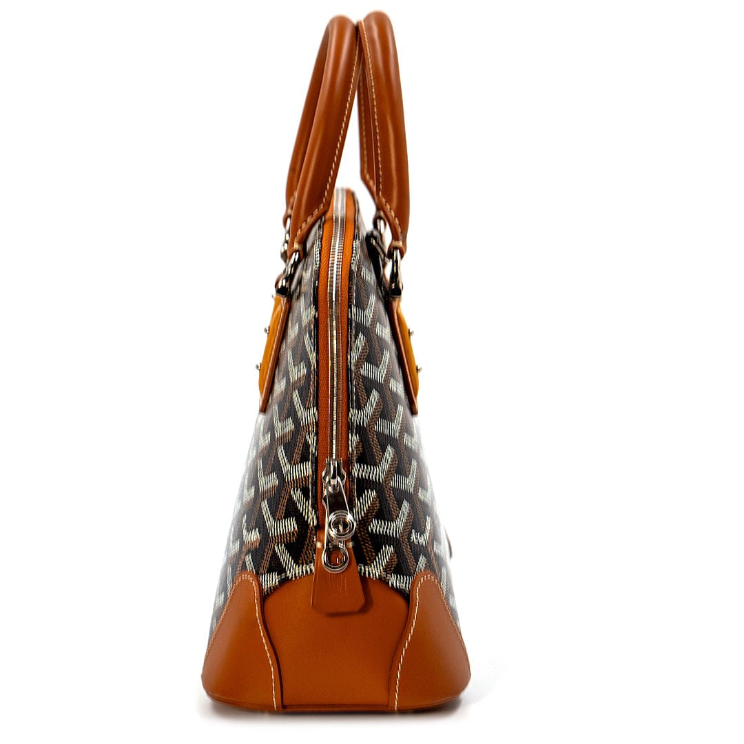 Goyard Mini Vendôme Bag in Black Goyardine Canvas with Tan Leather Trim