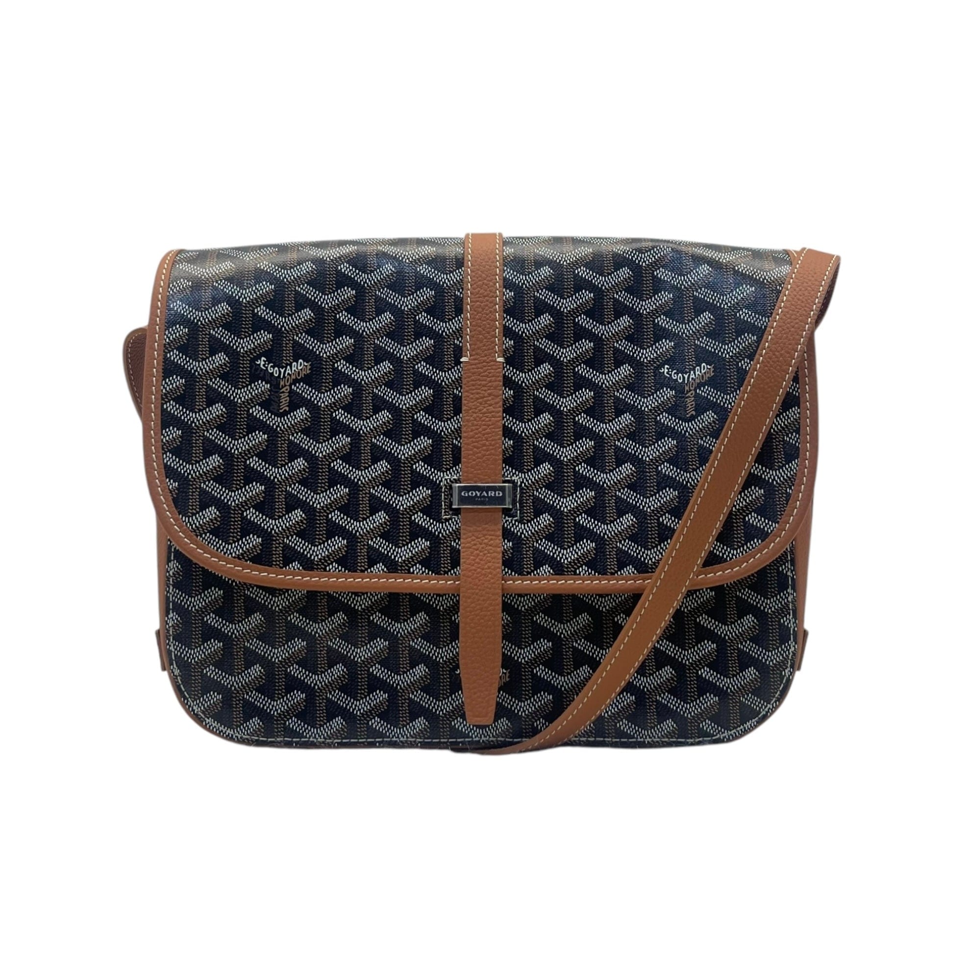 Goyard Belvedere Black/Tan Canvas MM Bag