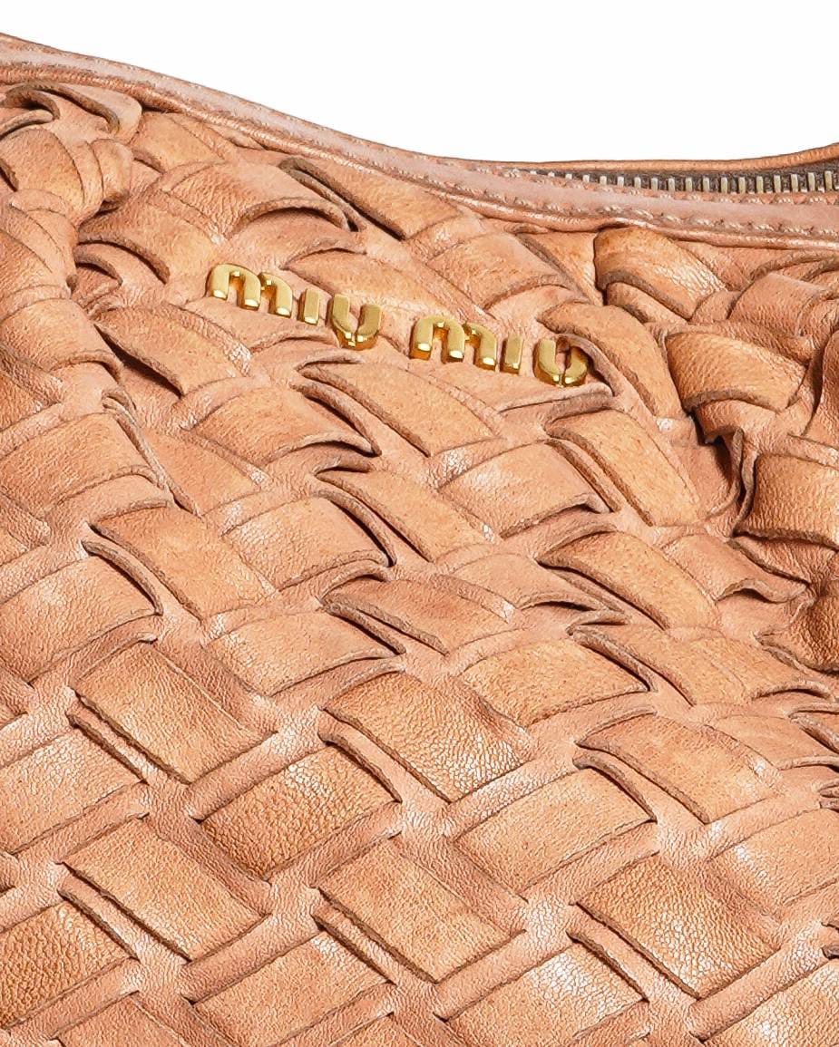 Miu Miu Woven Fringed Hobo Bag