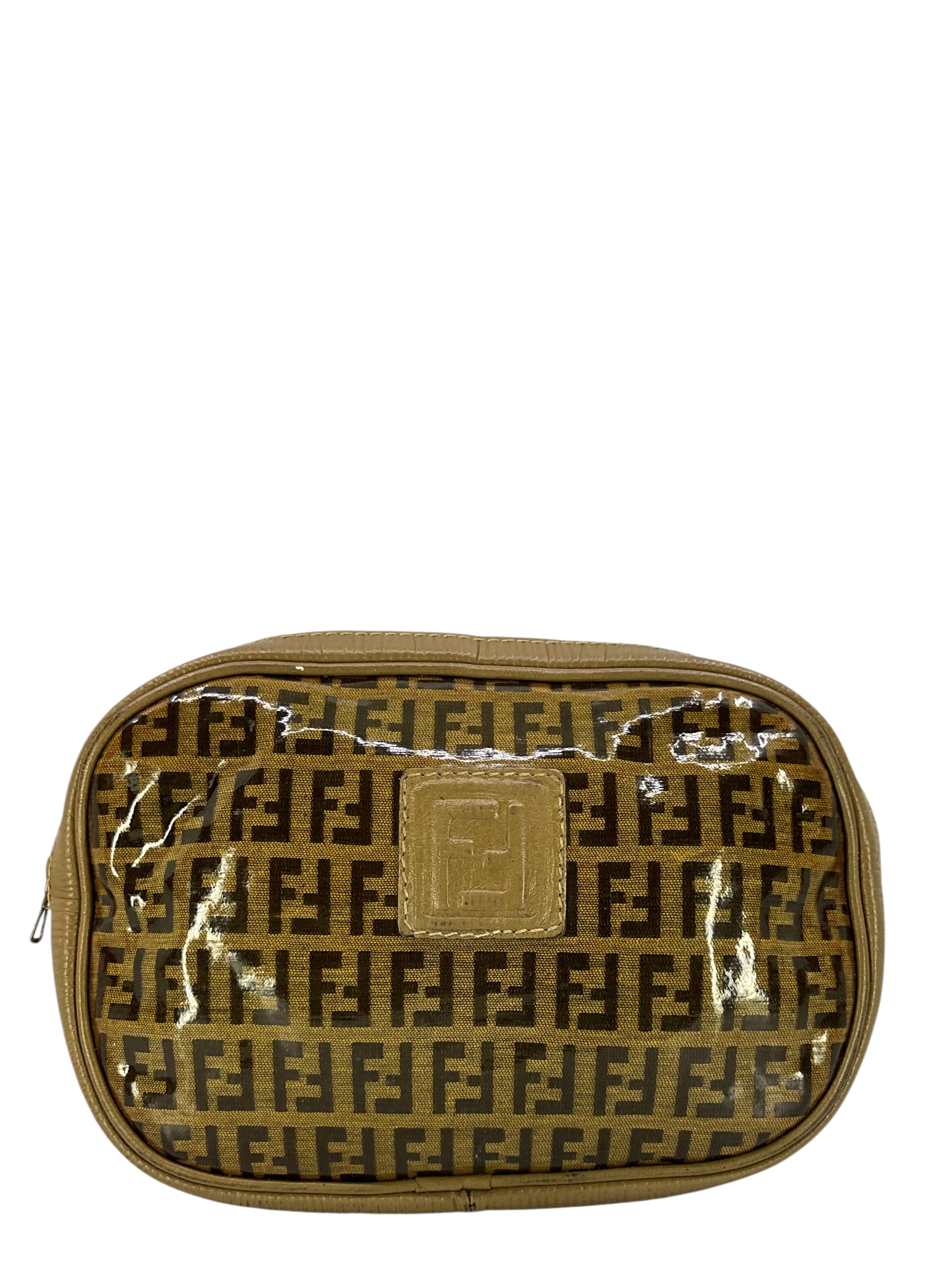 Fendi Vintage FF Zucchino Coated Canvas Zip Pouch