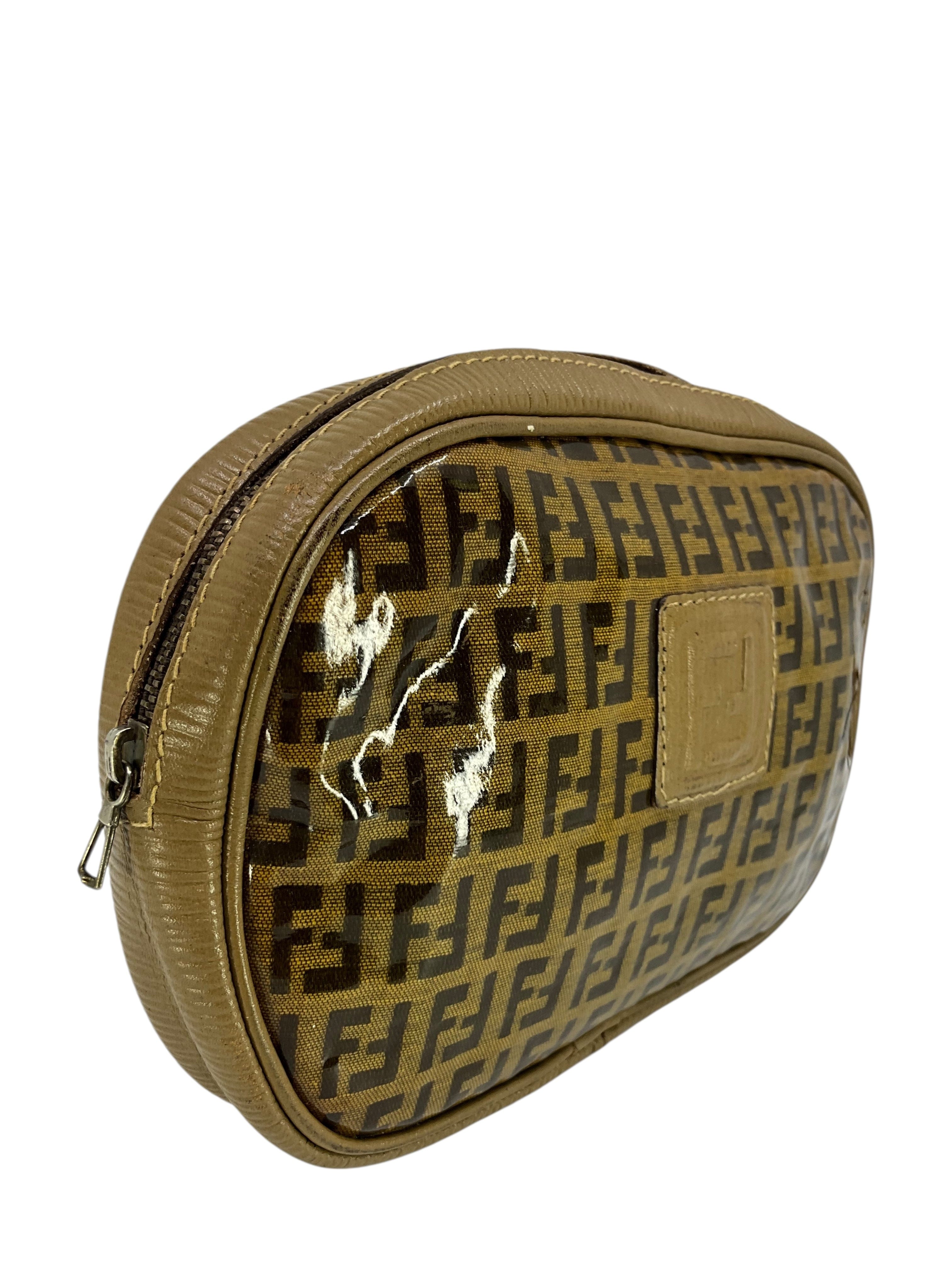 Fendi Vintage FF Zucchino Coated Canvas Zip Pouch