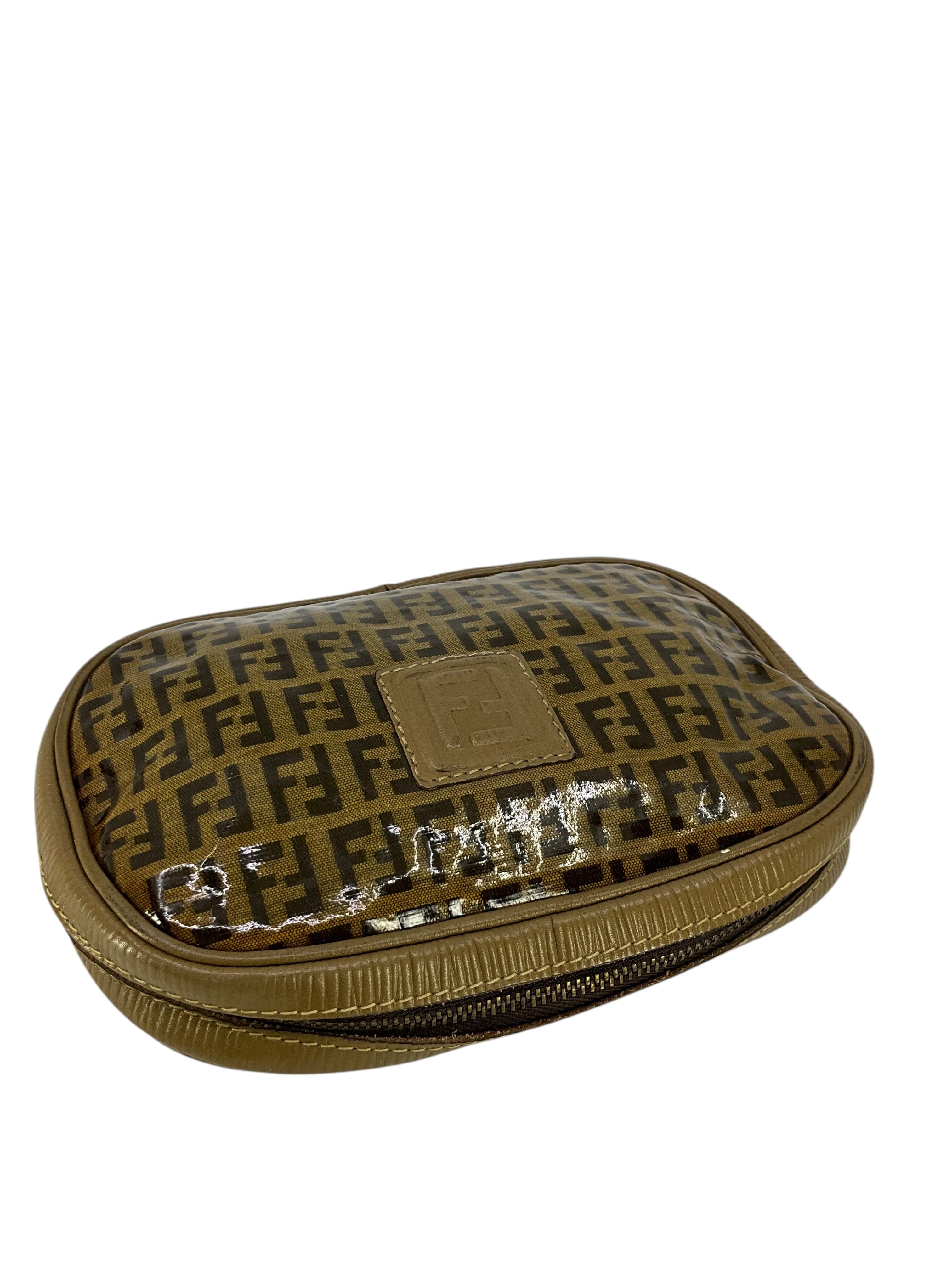 Fendi Vintage FF Zucchino Coated Canvas Zip Pouch