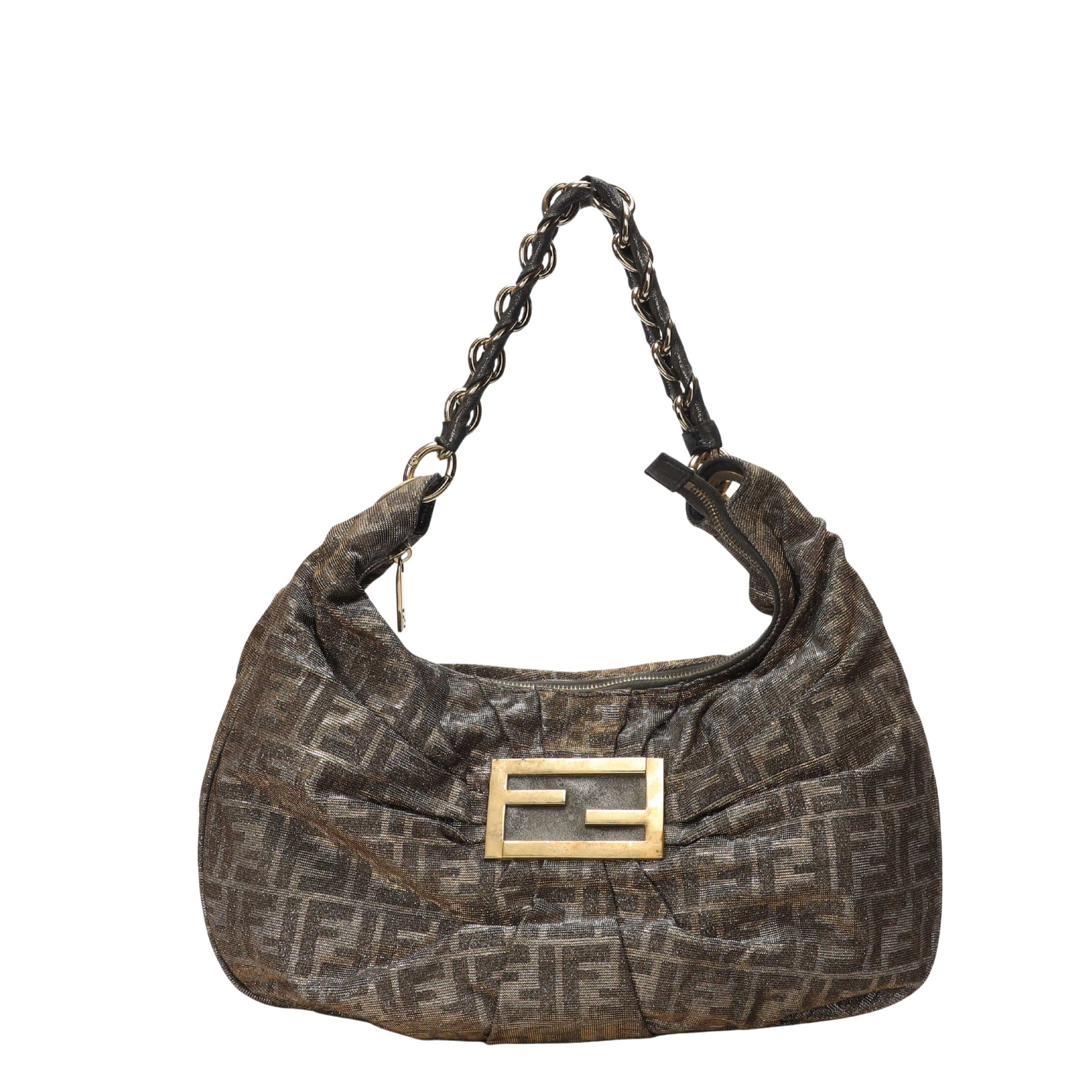 Fendi Tobacco Zucca Canvas Mia Hobo Bag