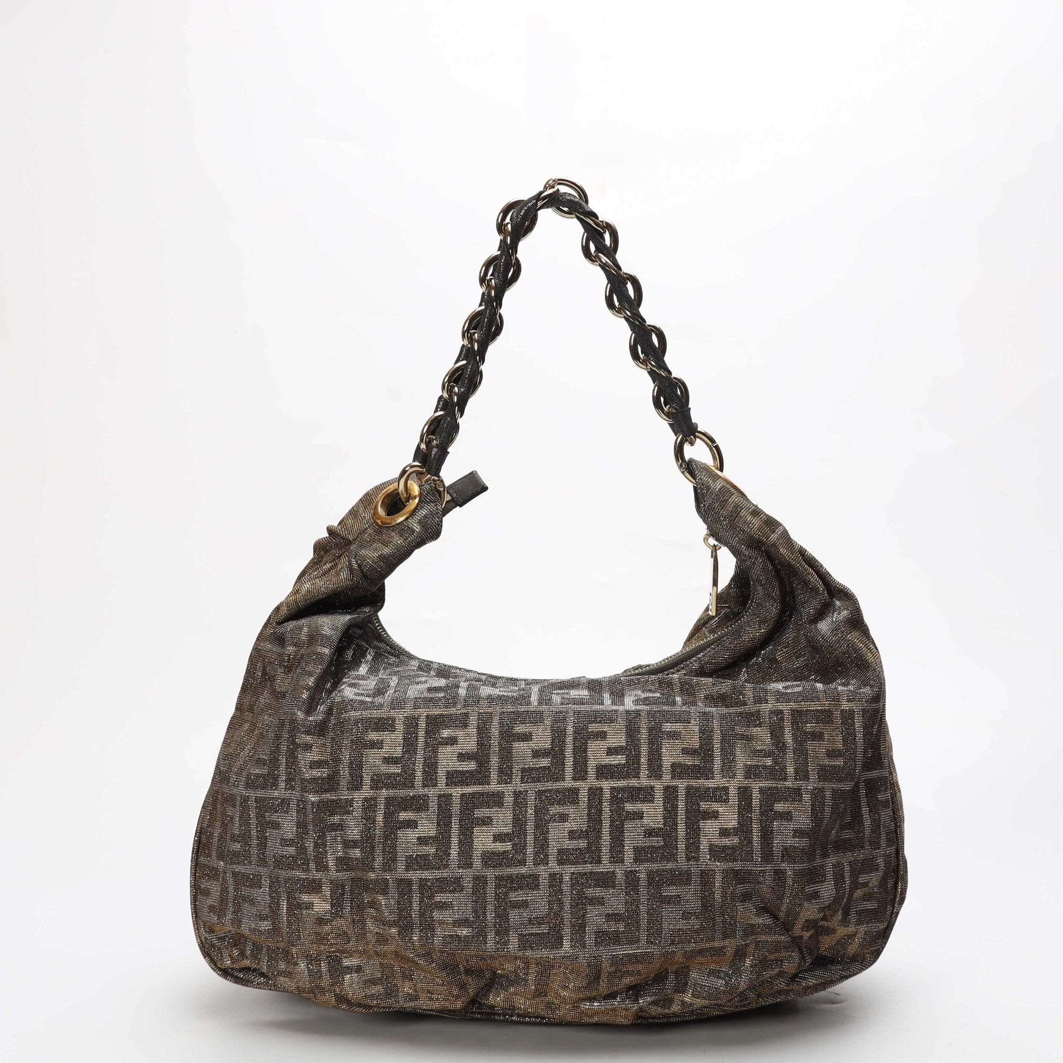 Fendi Tobacco Zucca Canvas Mia Hobo Bag