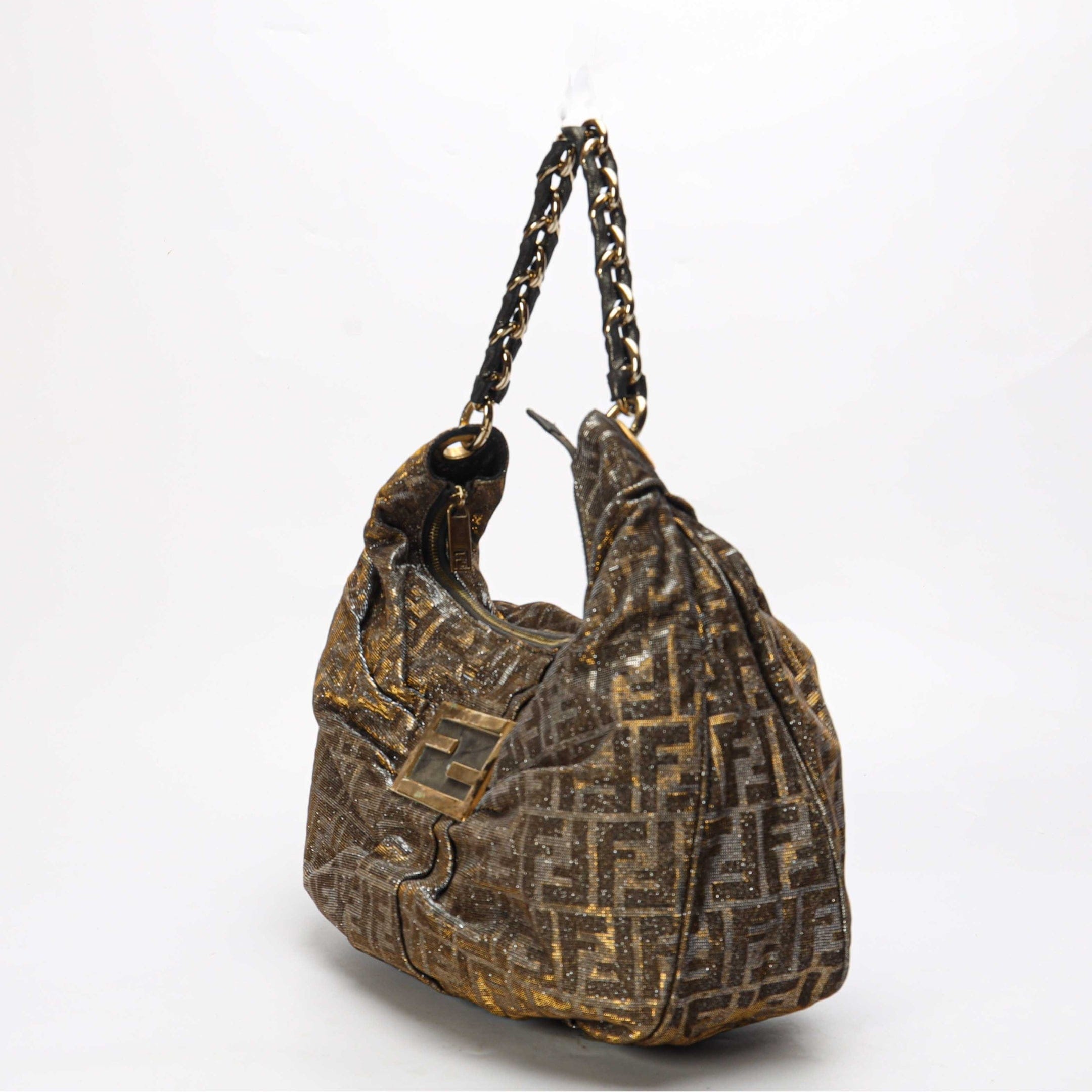Fendi Tobacco Zucca Canvas Mia Hobo Bag