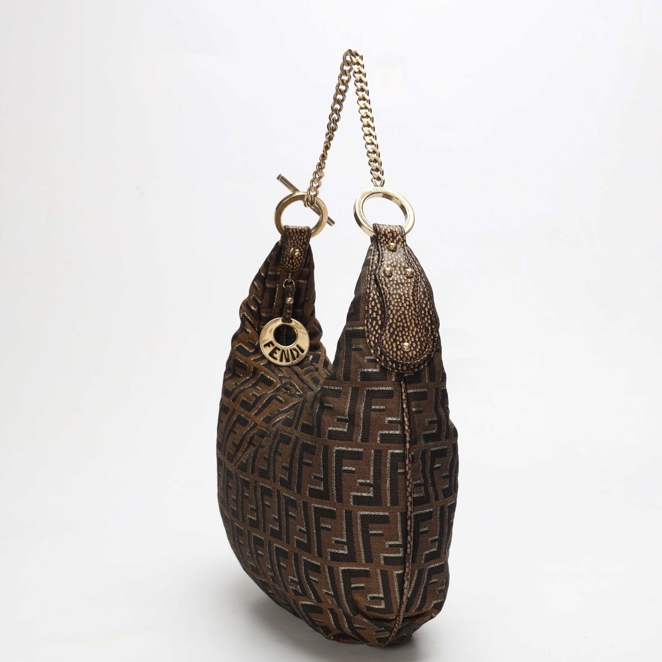Fendi Zucca Chef Chain Link Hobo Bag