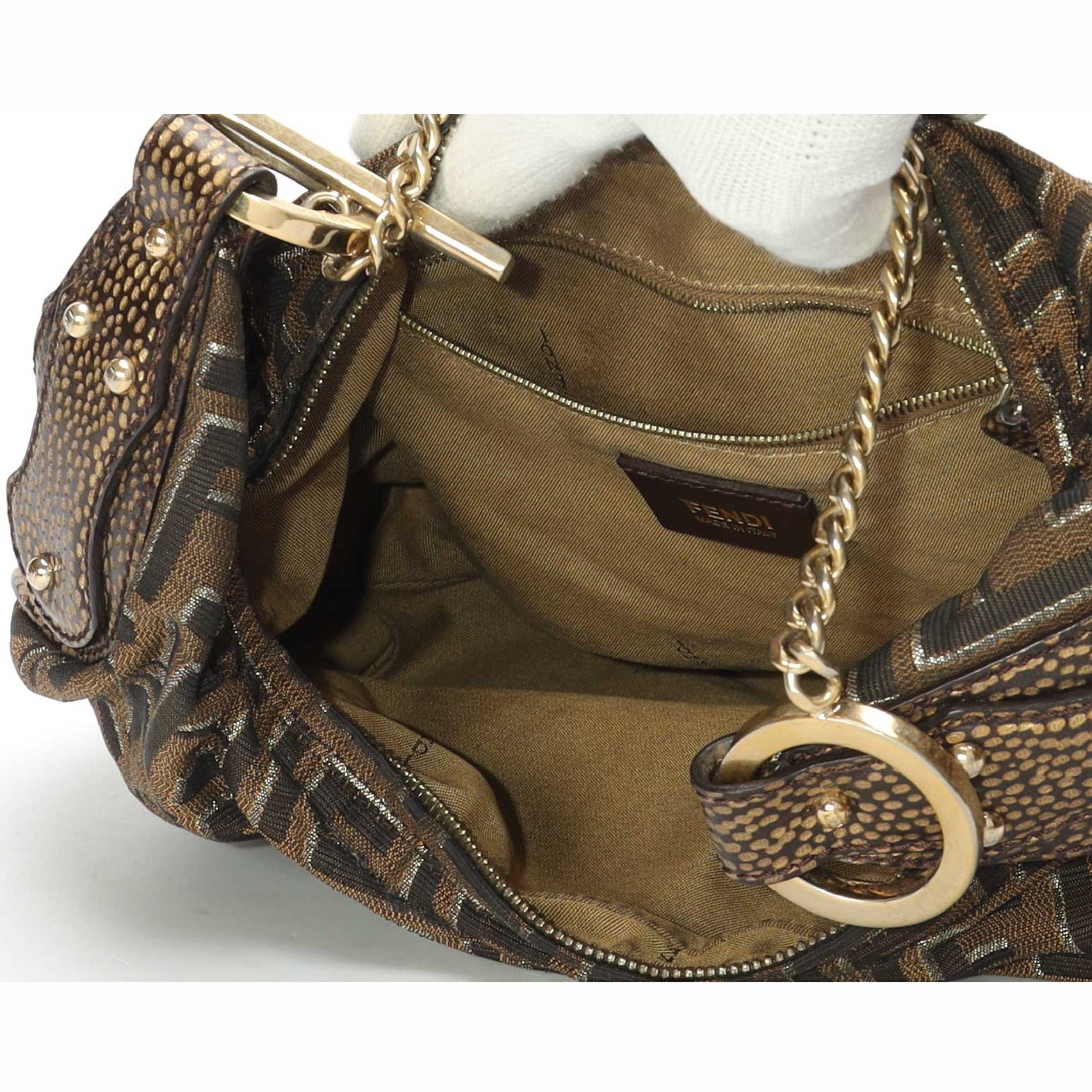 Fendi Zucca Chef Chain Link Hobo Bag