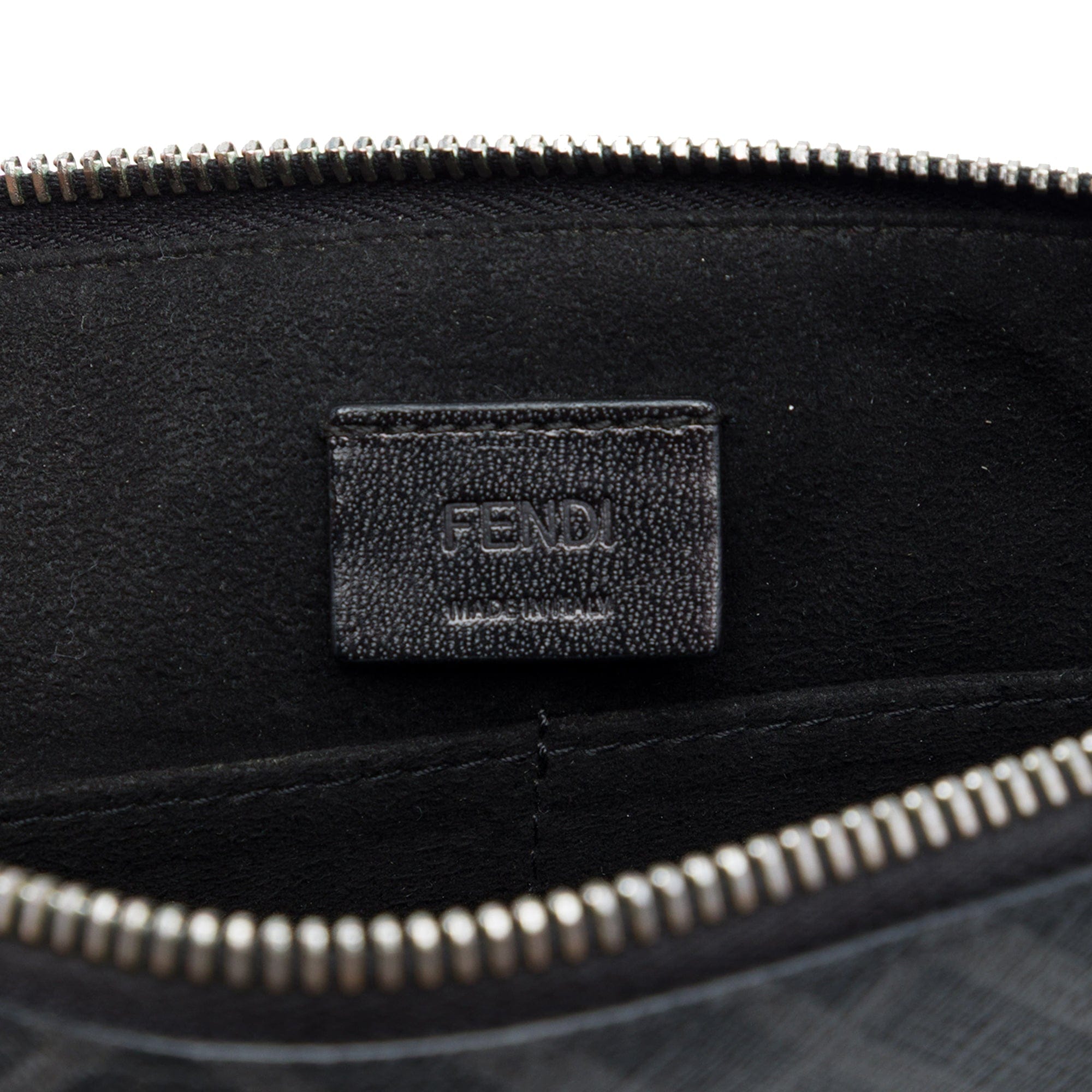 Fendi Zucca Coated Canvas FF 1974 Diagonal Logo Flat Pouch