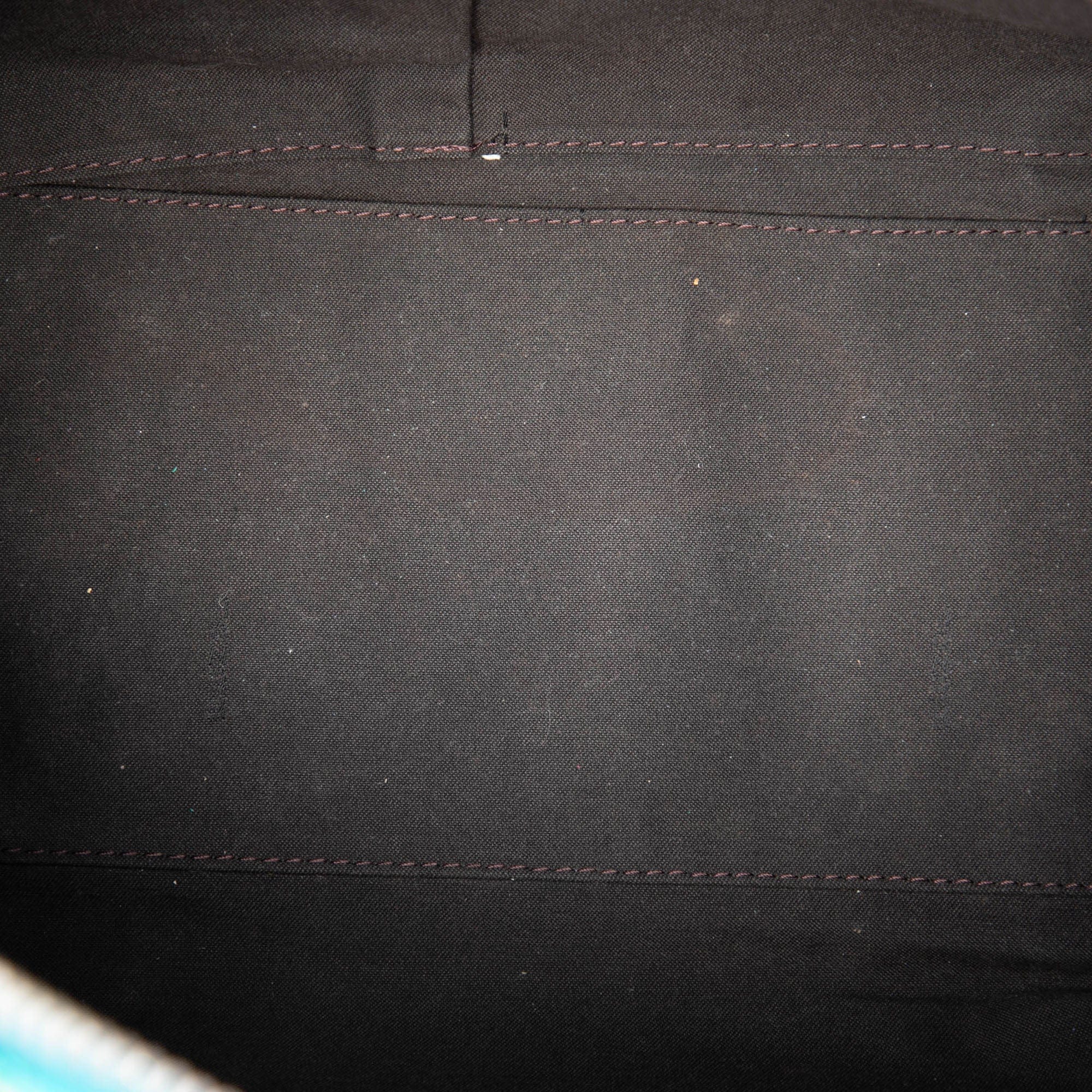 Fendi Metallic Pebbled Leather Mixed Media Boston Bag