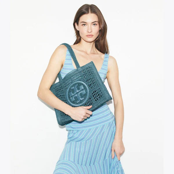 Tory Burch Small Ella Hand - Crocheted Tote Deep Slate