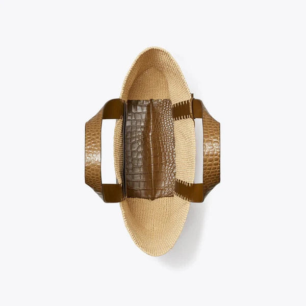 Tory Burch Straw Tote Natural / Wild Olive