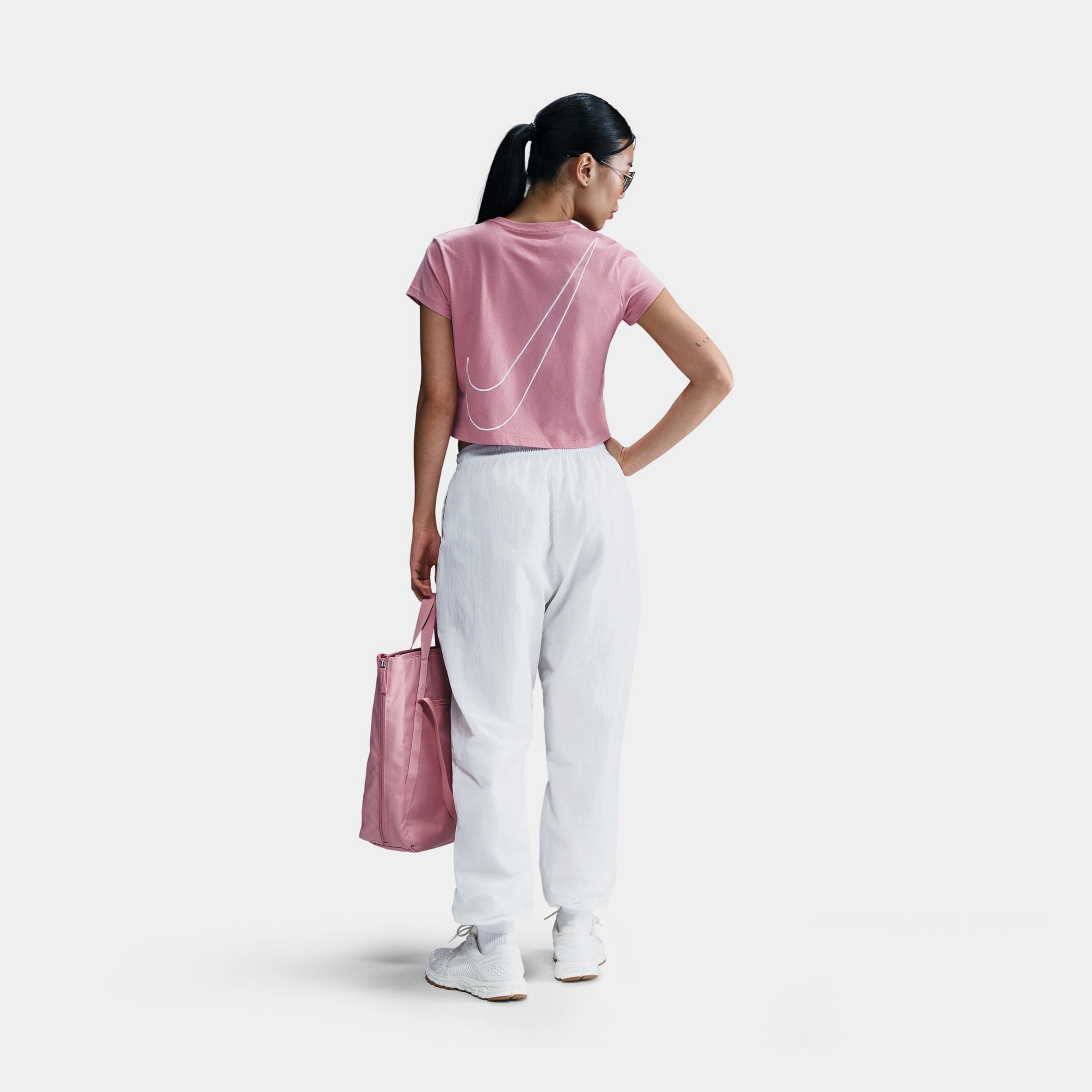 Nike NSW Club Cropped Womens Short Sleeve Shirt (White/Elemental Pink)