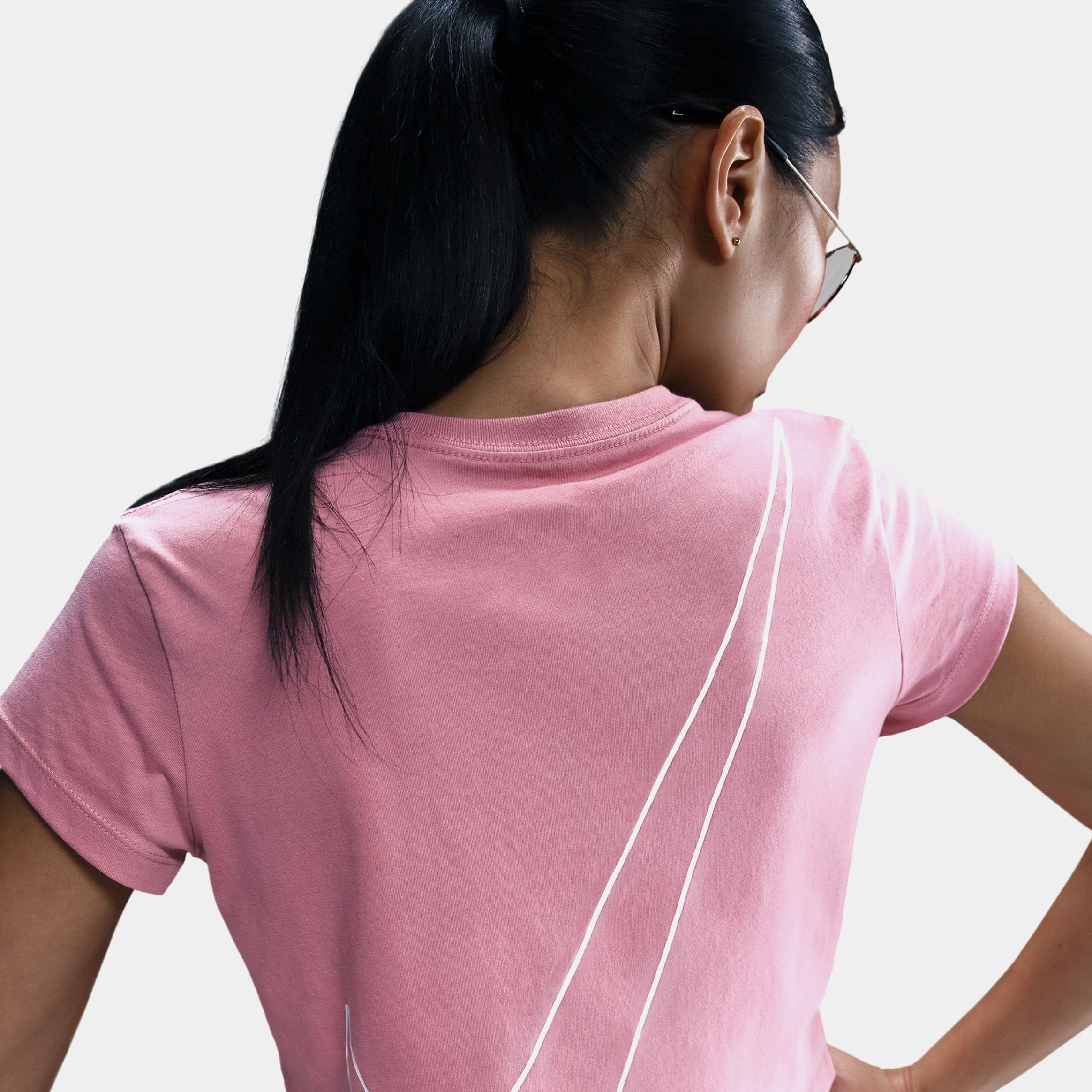 Nike NSW Club Cropped Womens Short Sleeve Shirt (White/Elemental Pink)