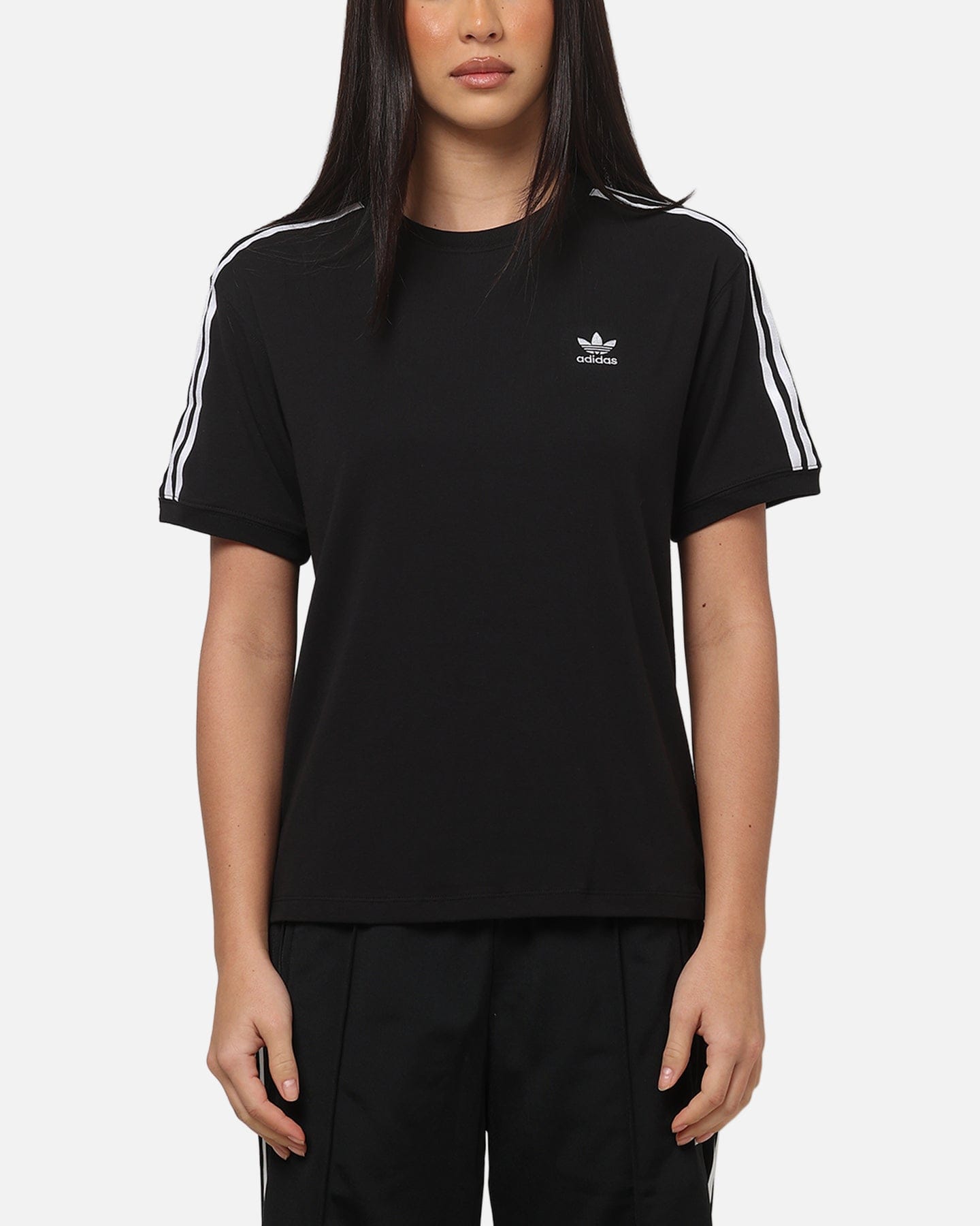 adidas Women's 3 Stripe T - Shirt Black/White
