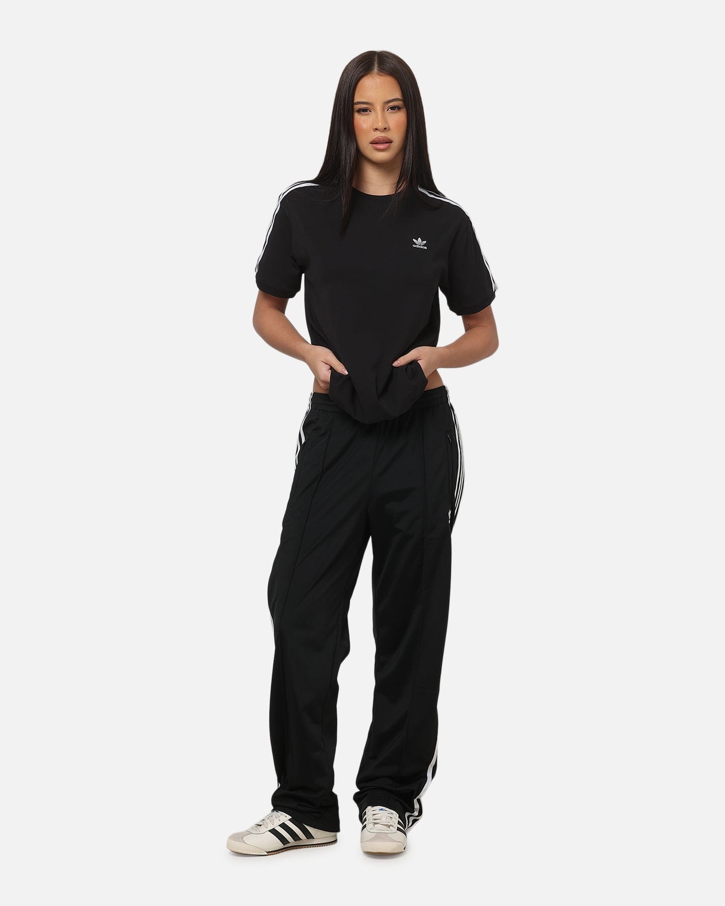 adidas Women's 3 Stripe T - Shirt Black/White