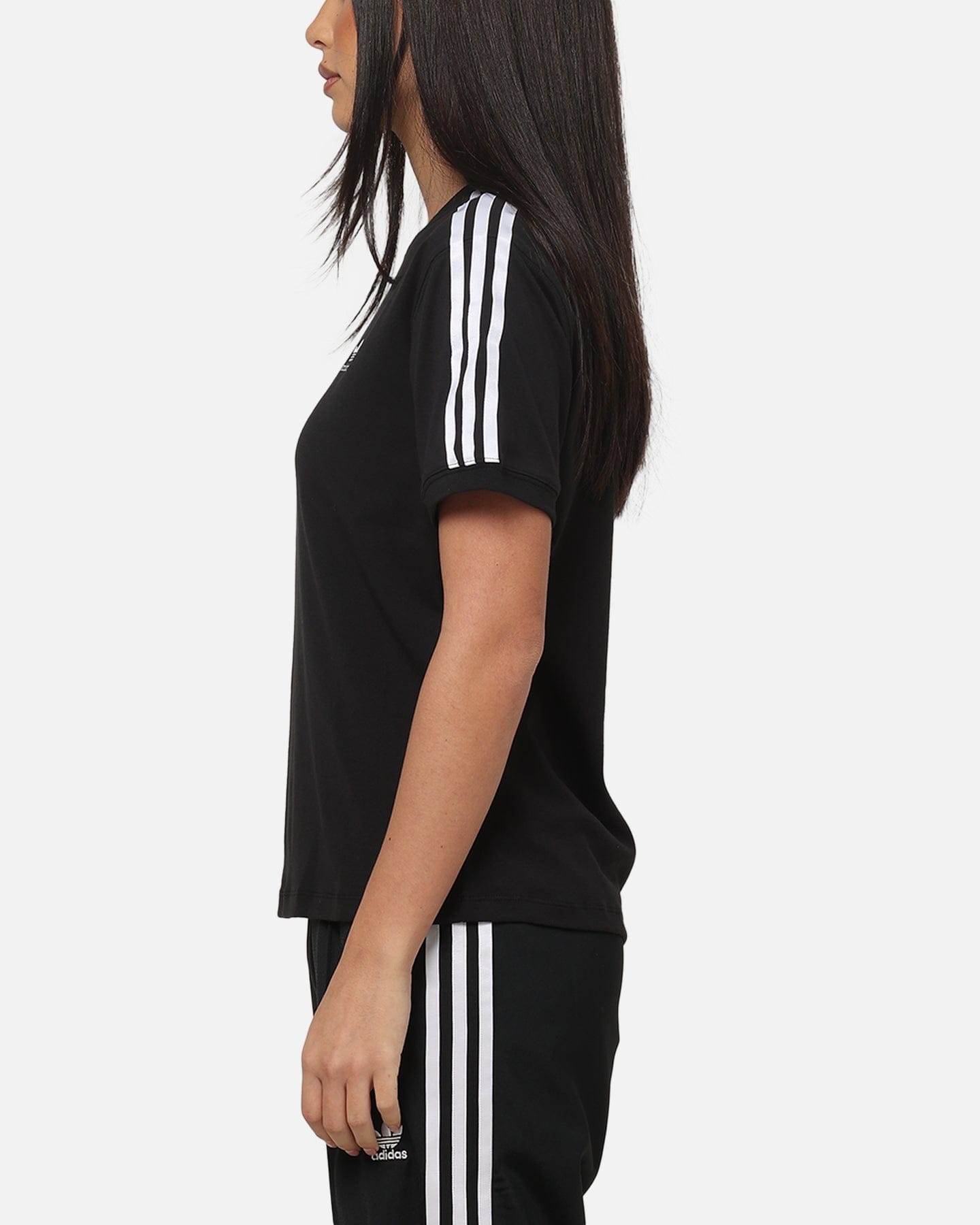adidas Women's 3 Stripe T - Shirt Black/White