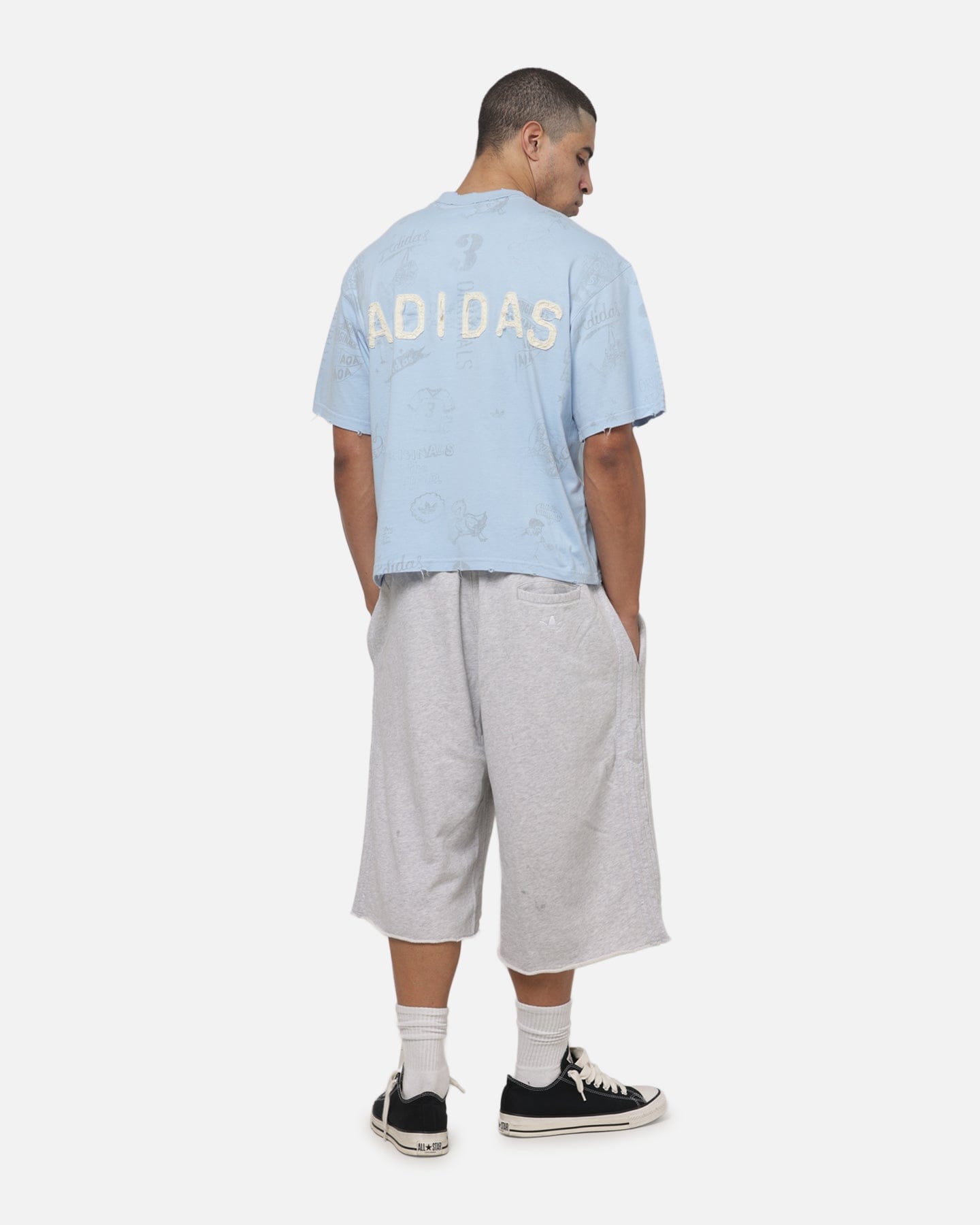 adidas Vintage All Over Print T - Shirt Light Blue