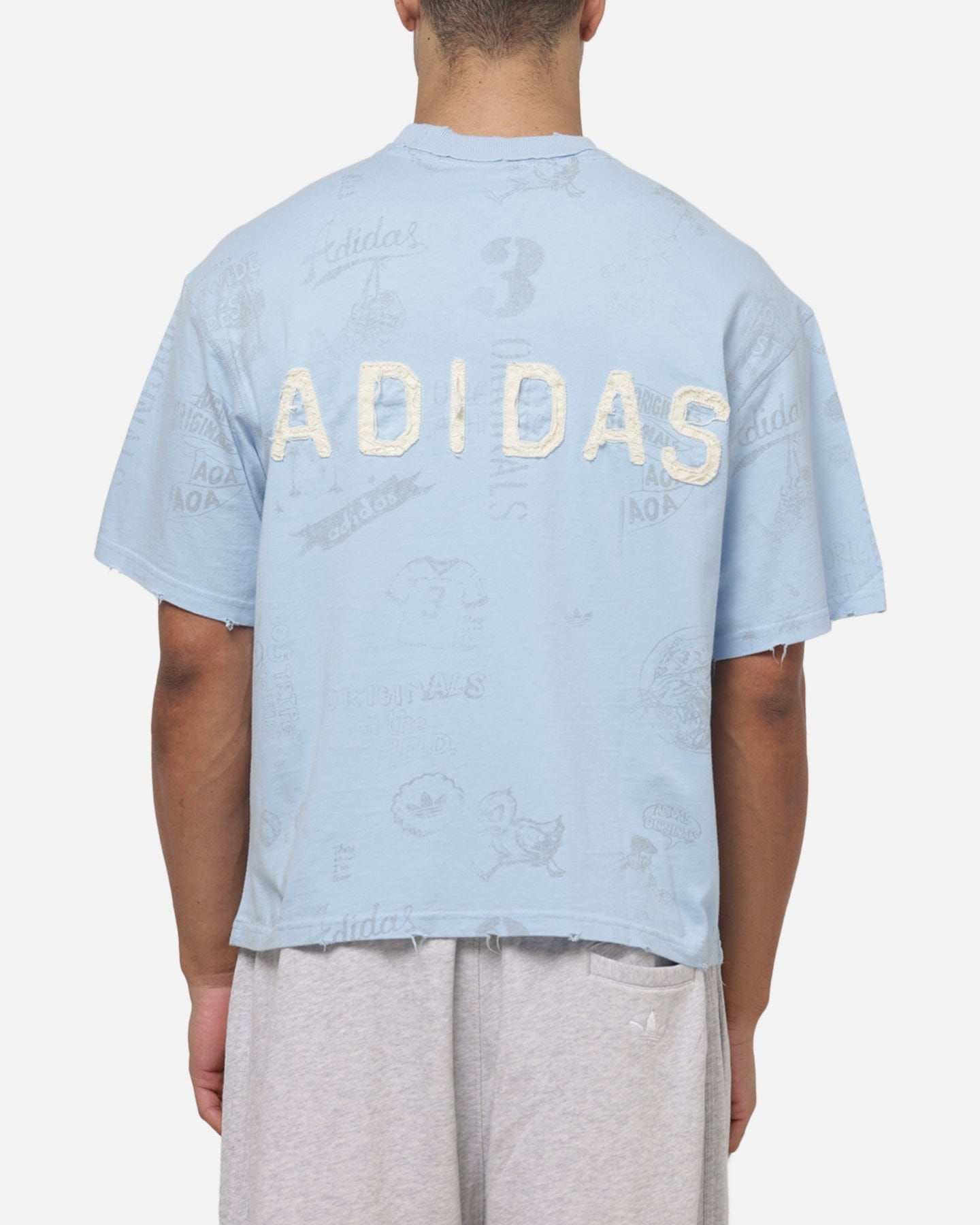 adidas Vintage All Over Print T - Shirt Light Blue
