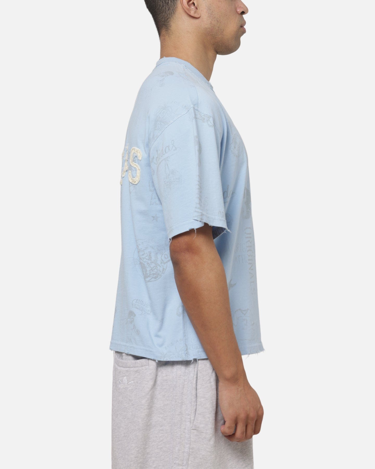 adidas Vintage All Over Print T - Shirt Light Blue