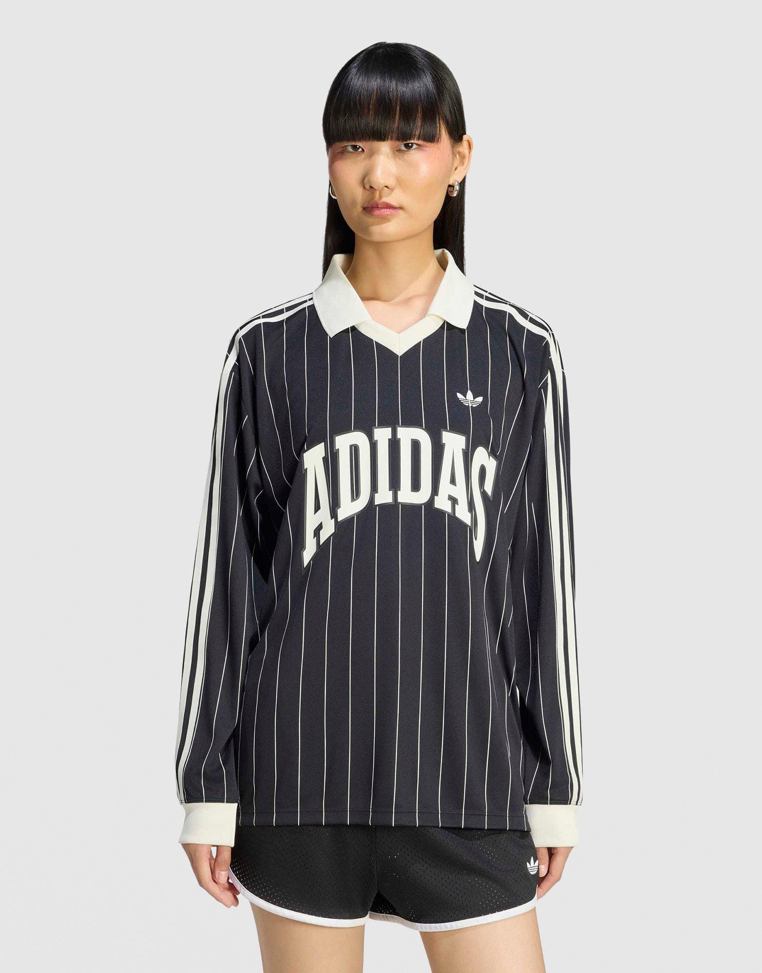 adidas Pinstripe Long Sleeve Football T - Shirt