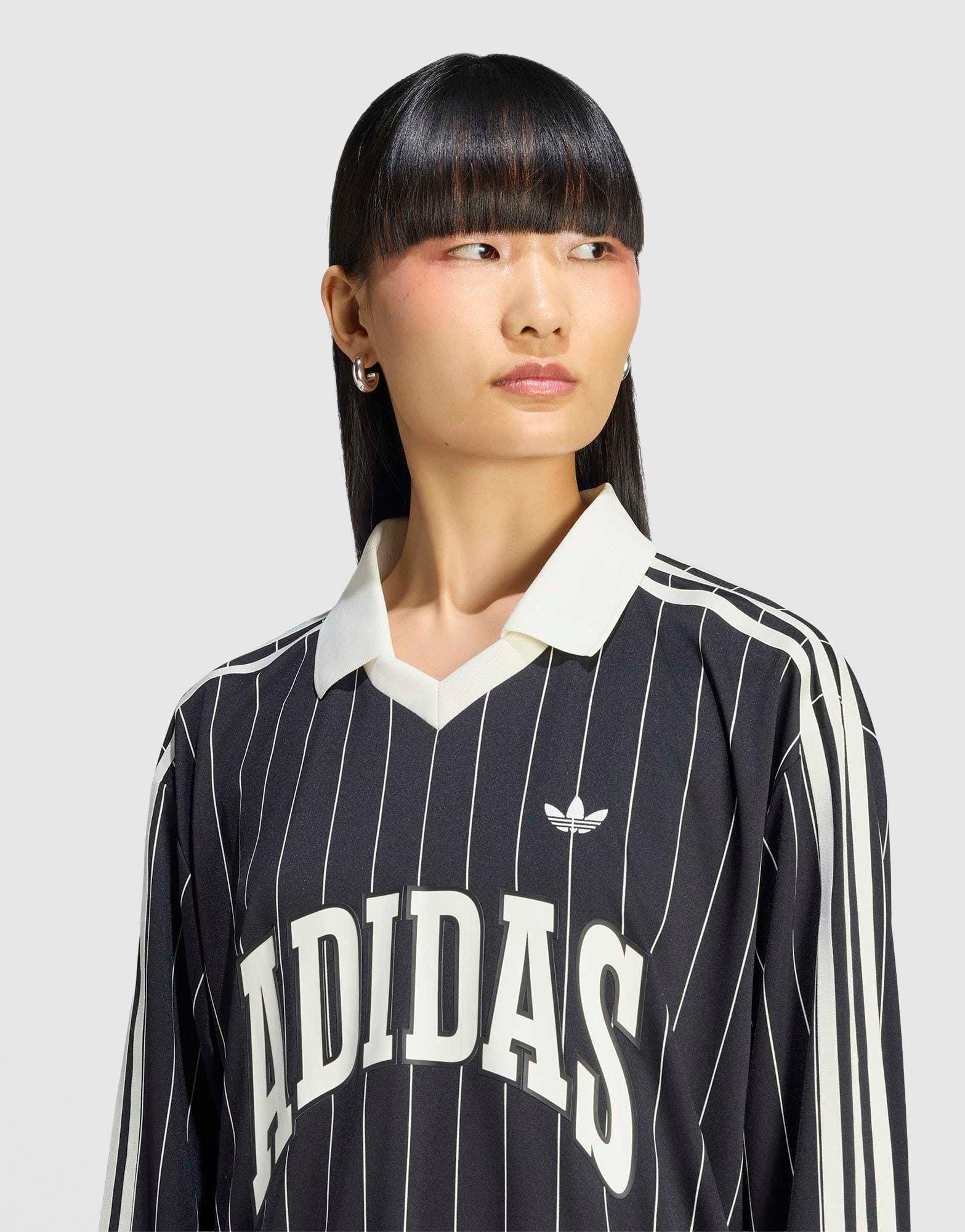 adidas Pinstripe Long Sleeve Football T - Shirt