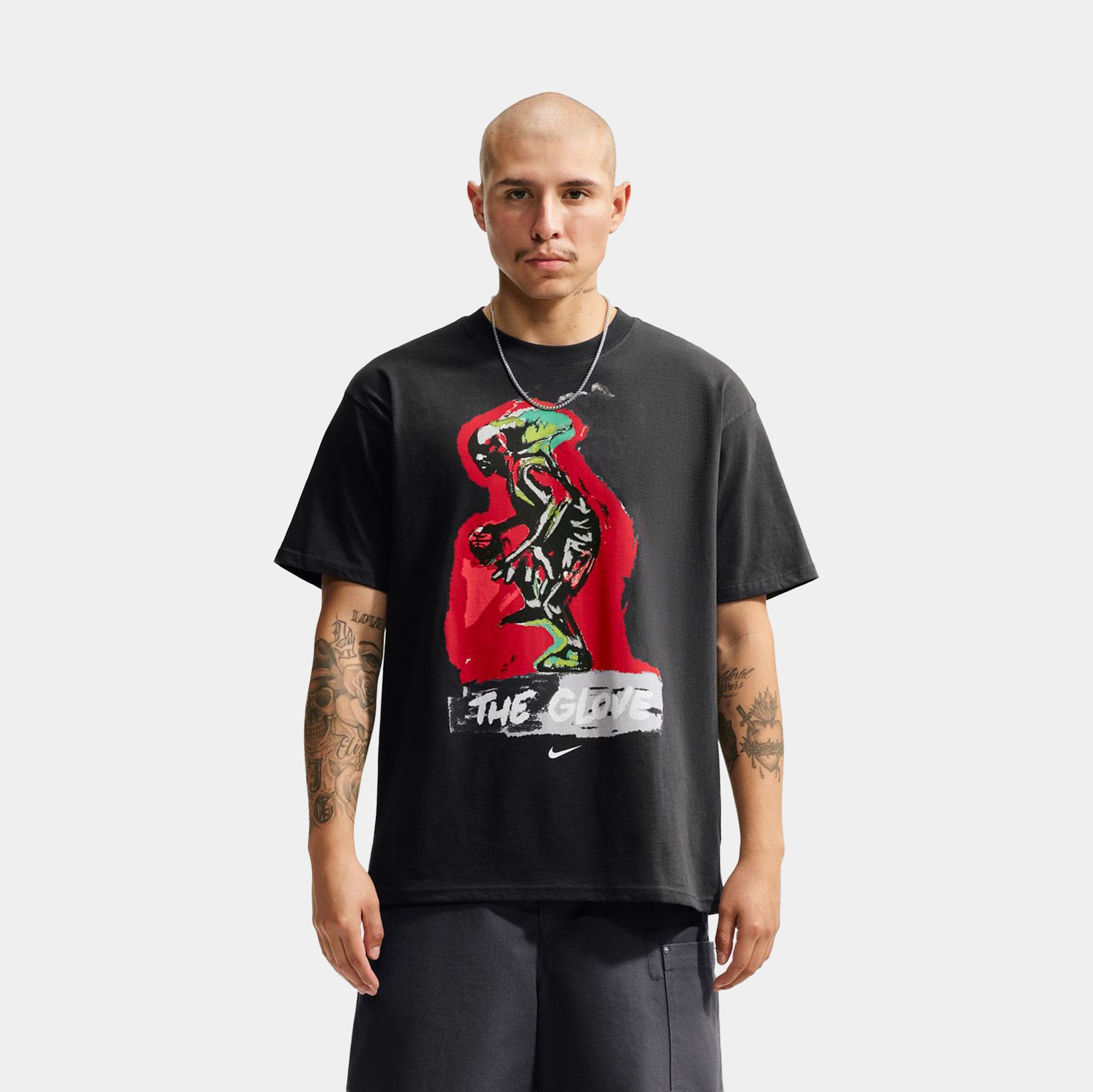 Nike Sportswear Max90 The Glove Mens Short Sleeve Shirt (Grey/Red)
