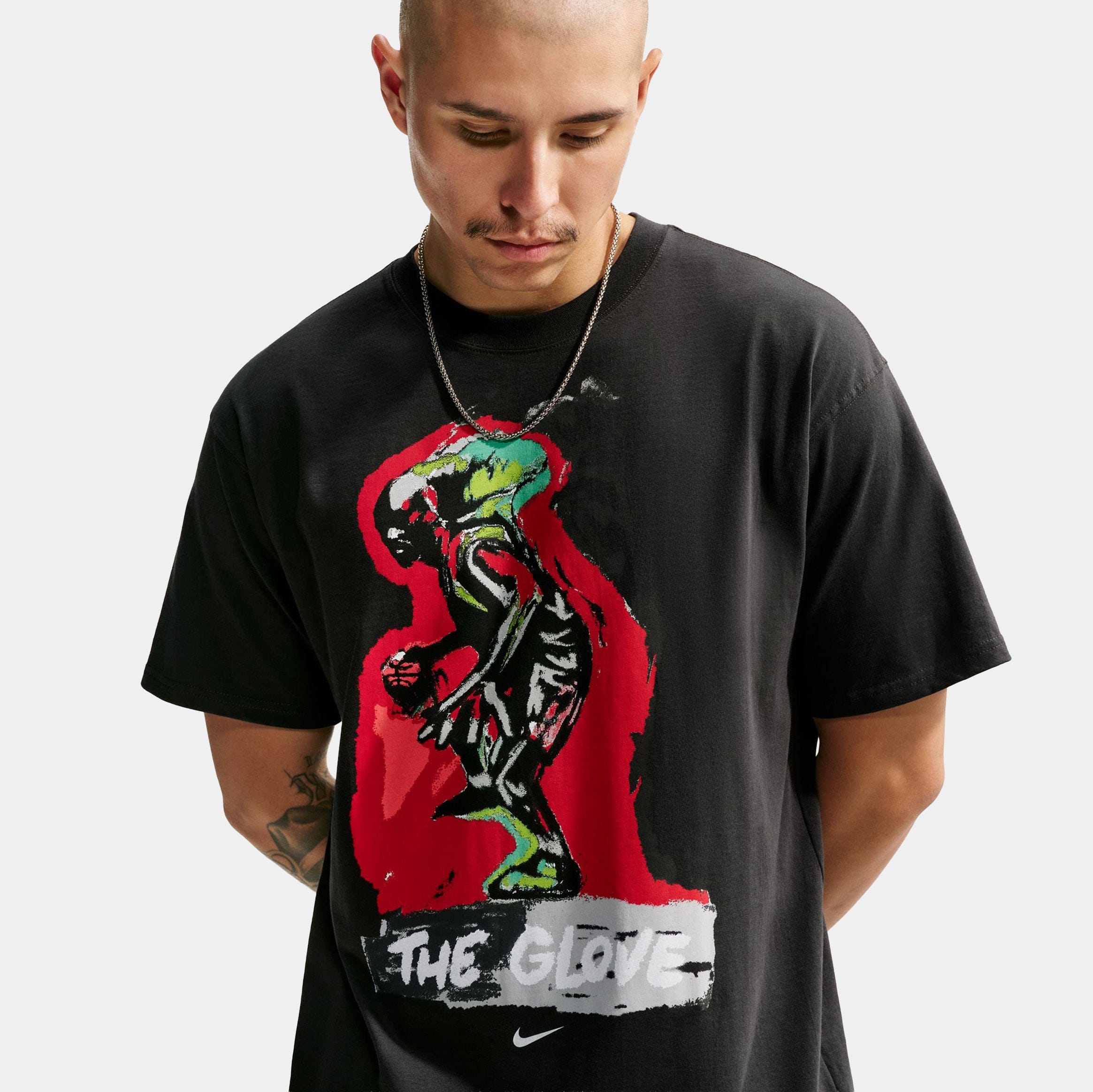 Nike Sportswear Max90 The Glove Mens Short Sleeve Shirt (Grey/Red)